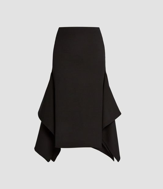 Draped Grain De Poudre Pencil Skirt