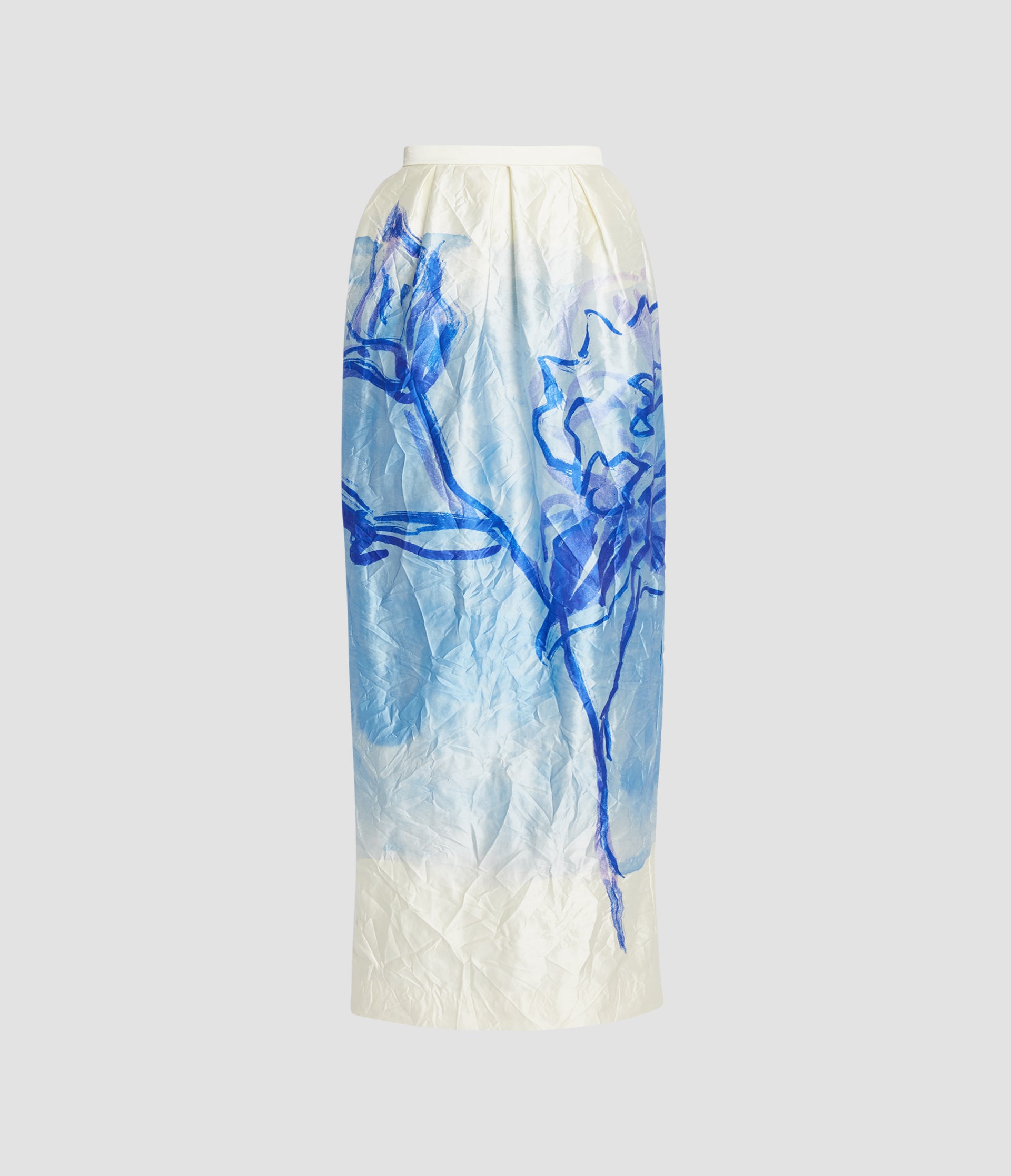 Printed Textured Satin Full Length Pencil Skirt