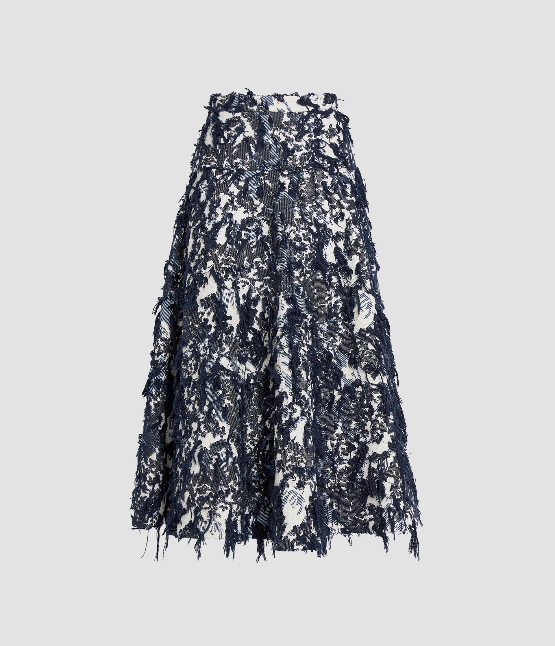 Denim Fil Coupé A-Line Midi Skirt