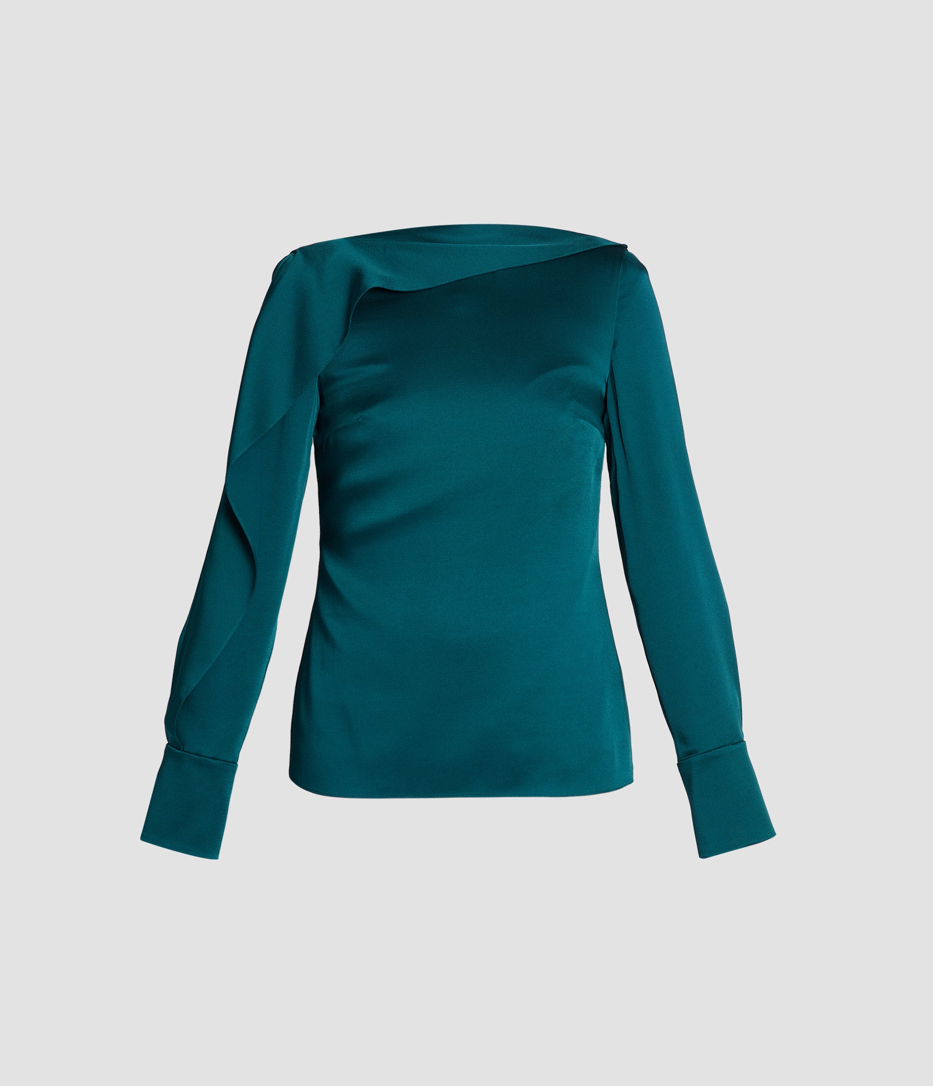 Draped Satin Cady Long Sleeve Blouse