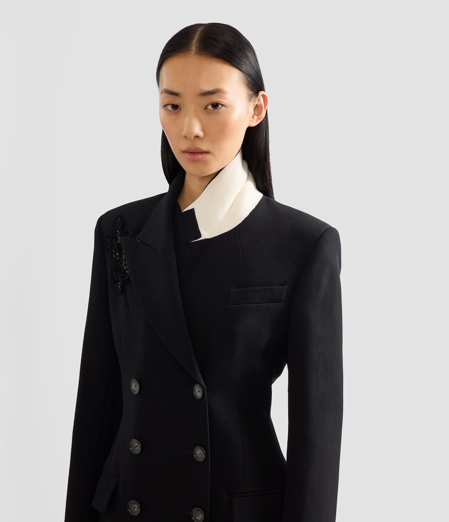 Embroidered Grain De Poudre Tailored Coat