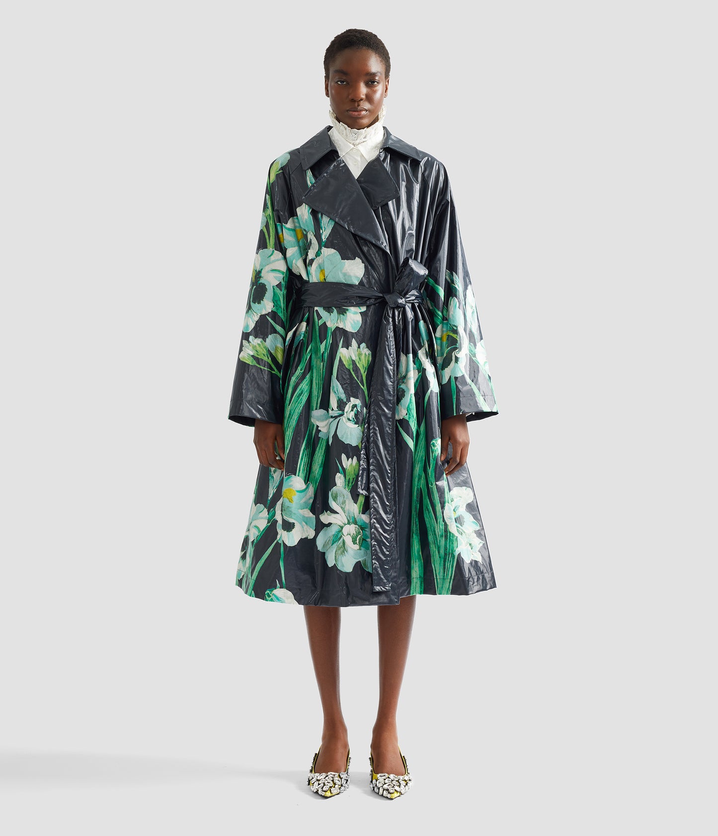 Floral Cotton Trench Coat