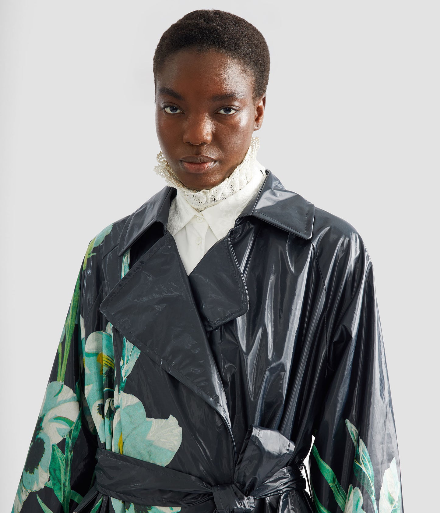 Floral Cotton Trench Coat