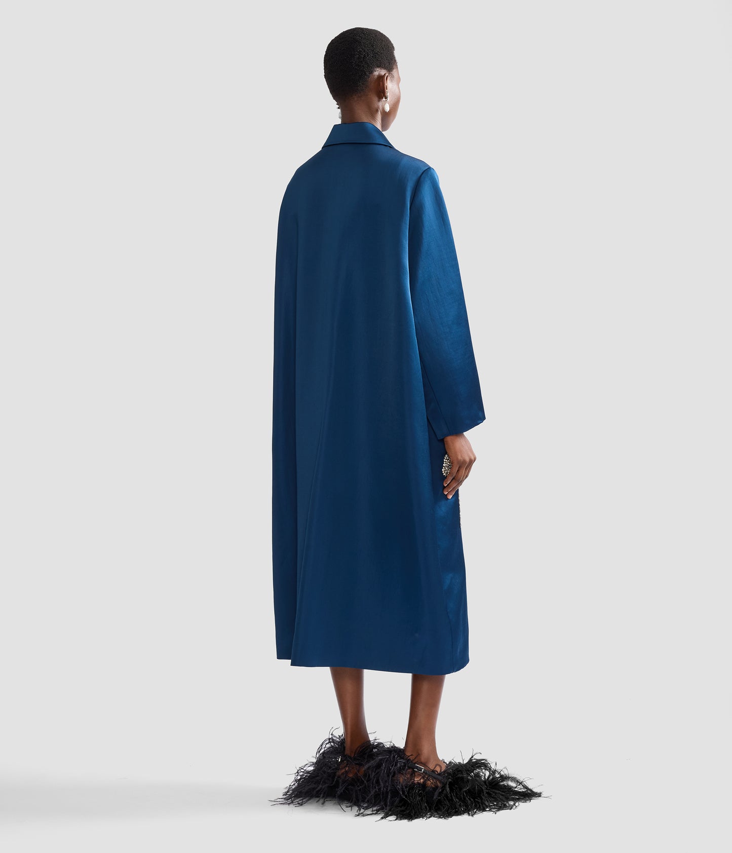 Embroidered Heavy Satin Coat