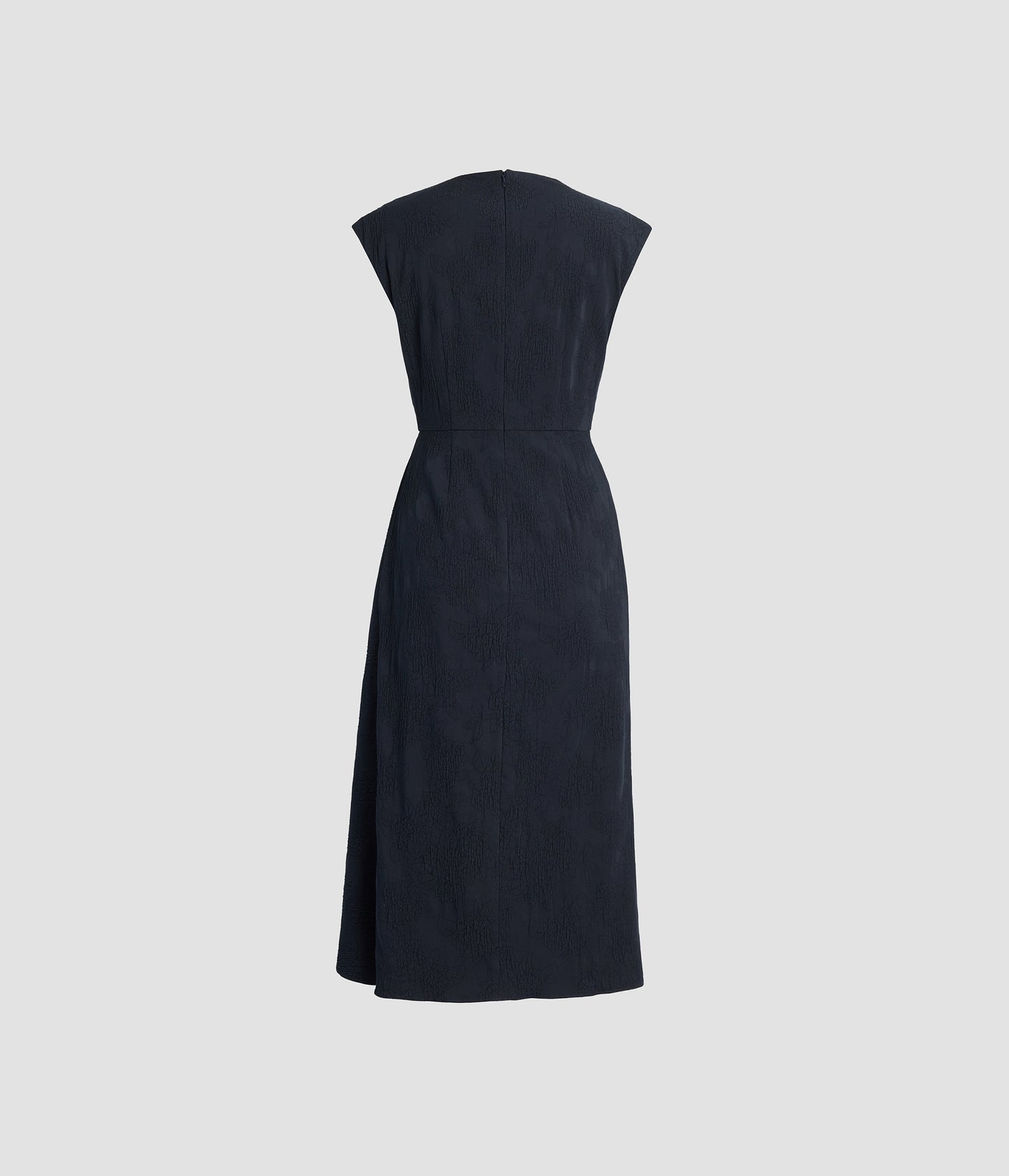 Flower Jacquard Draped Midi Dress