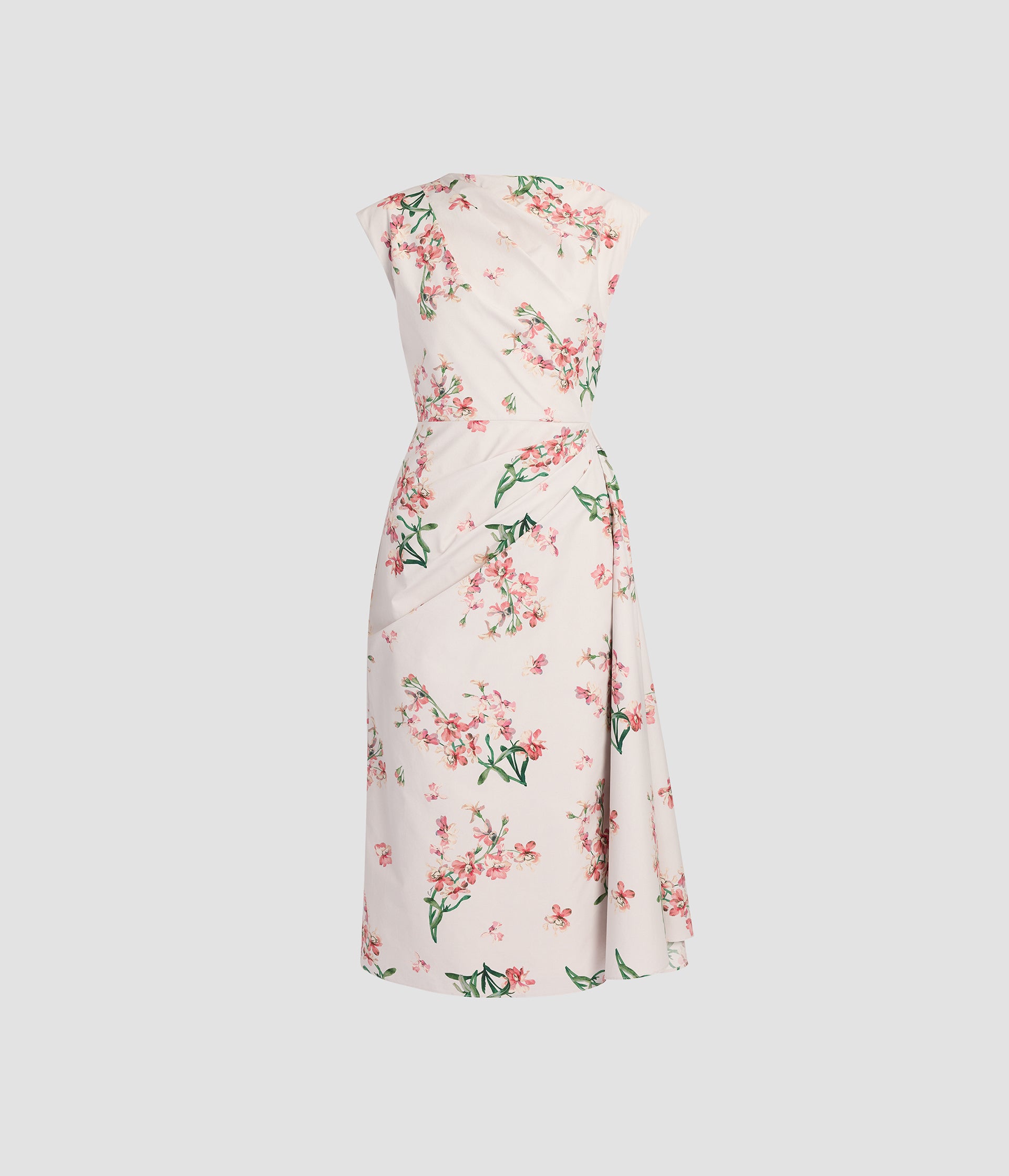 Floral Cotton Short Sleeve Midi Dress