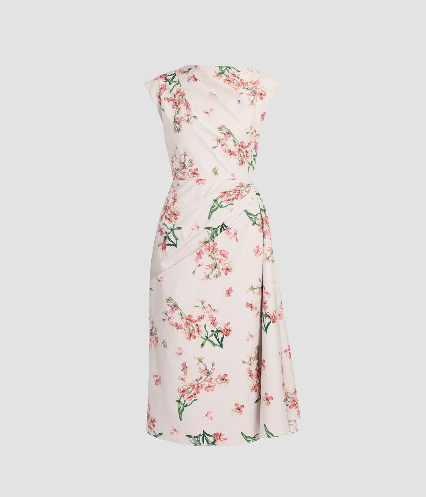 Floral Cotton Short Sleeve Midi Dress