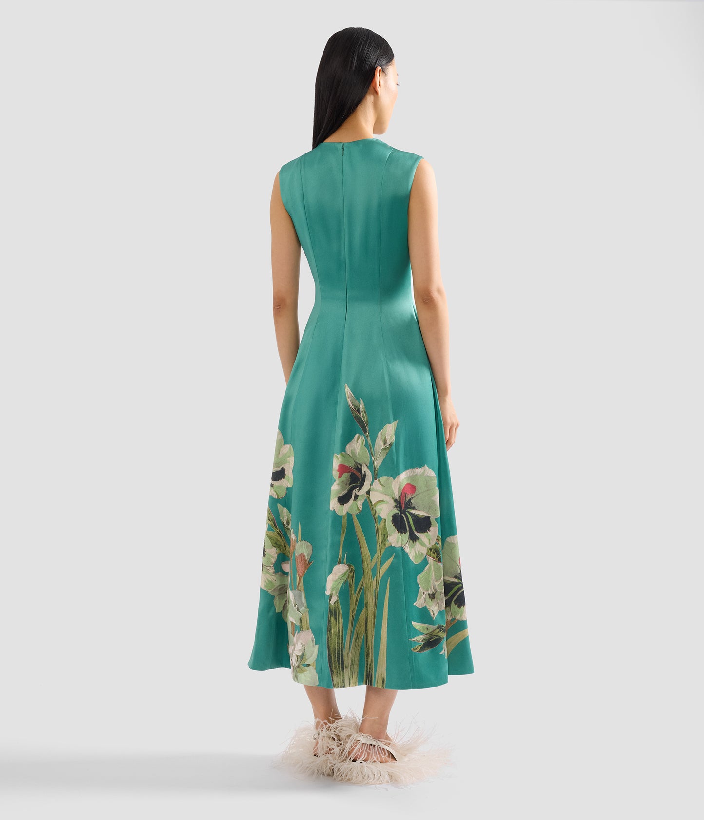 Floral Duchess Sleeveless Midi Dress