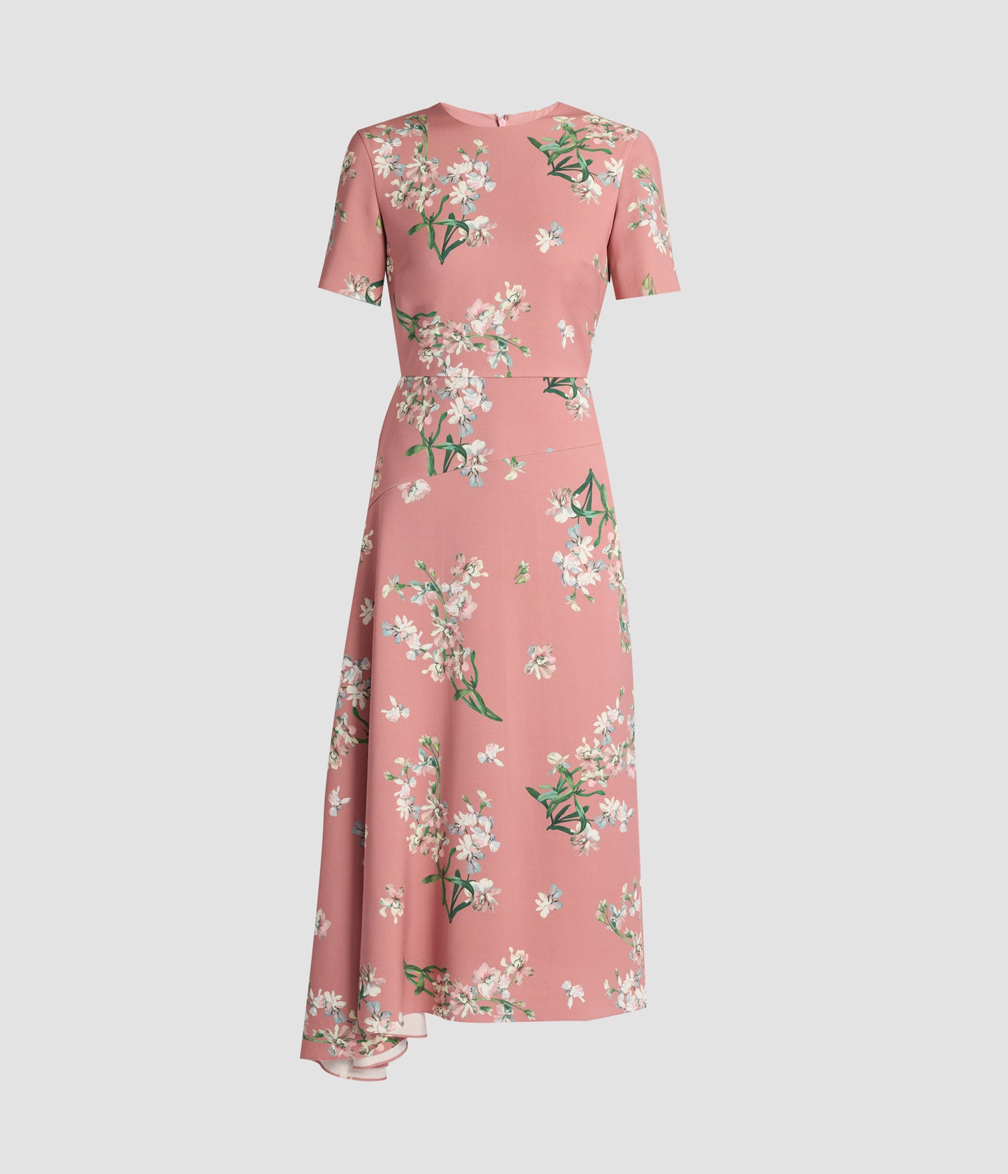 Floral Stretch Cady Draped Midi Dress