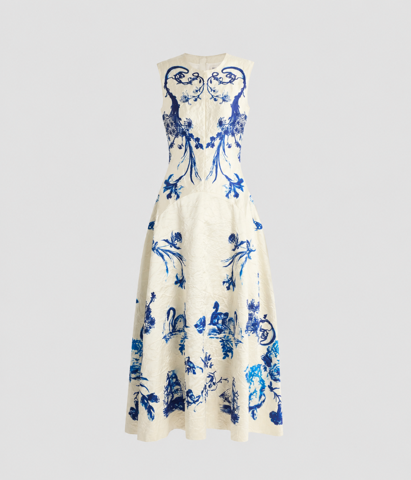 Textured Satin Sleeveless Midi Dress