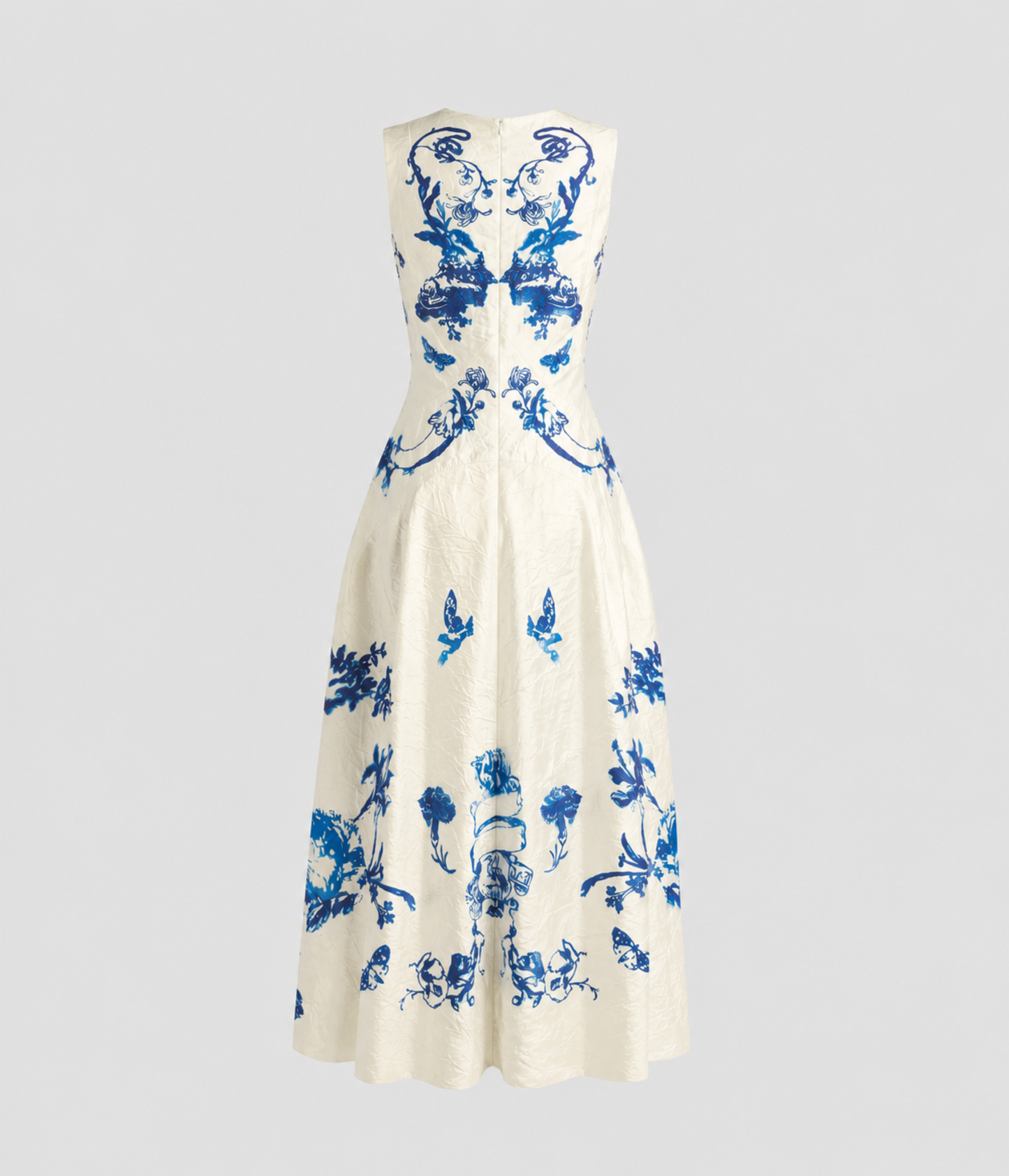 Textured Satin Sleeveless Midi Dress