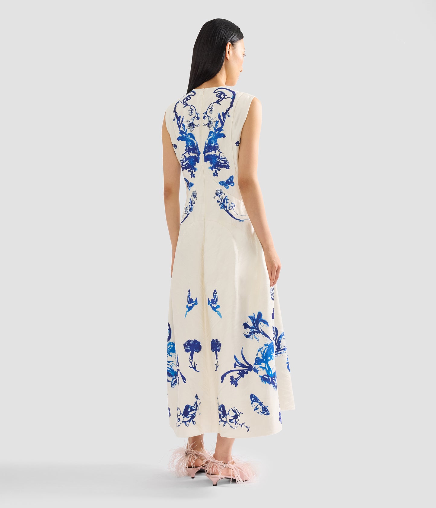 Textured Satin Sleeveless Midi Dress