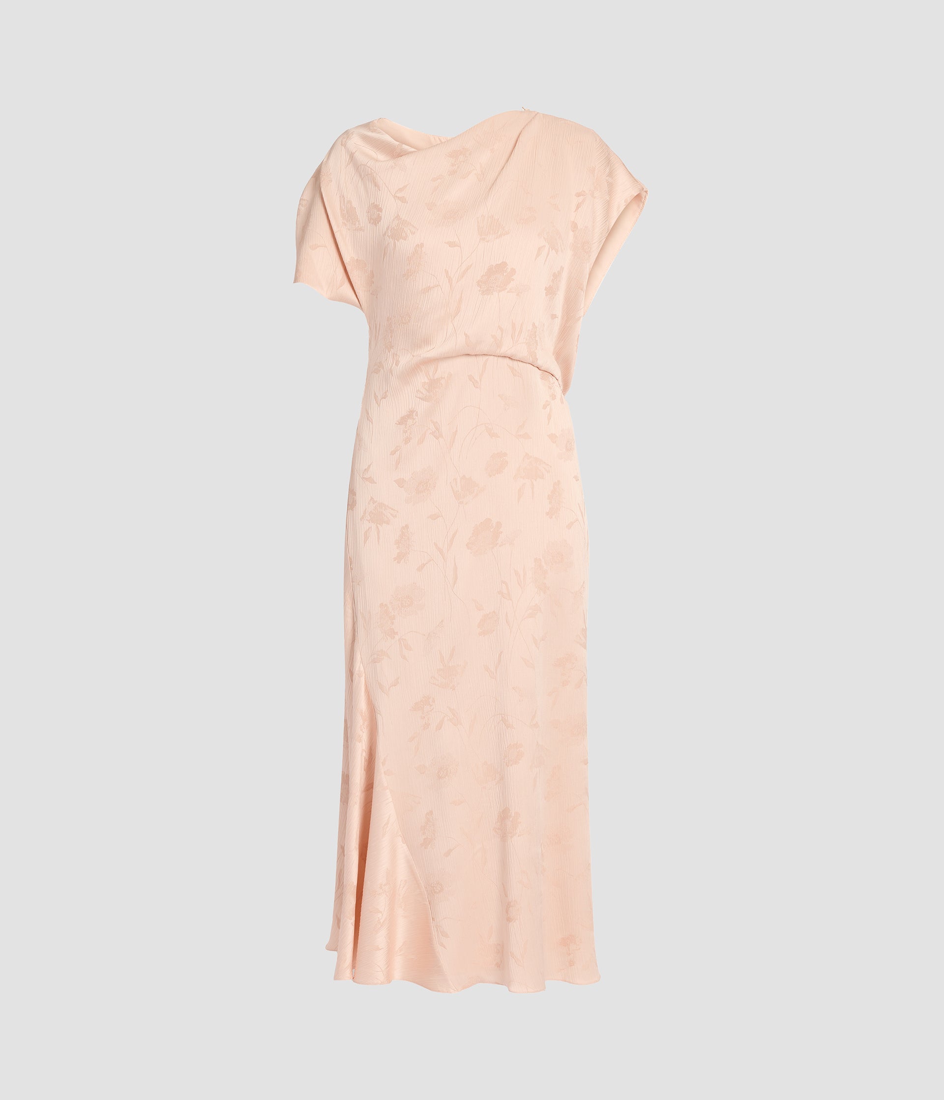 Floral Creponne Jacquard Short Sleeve Midi Dress