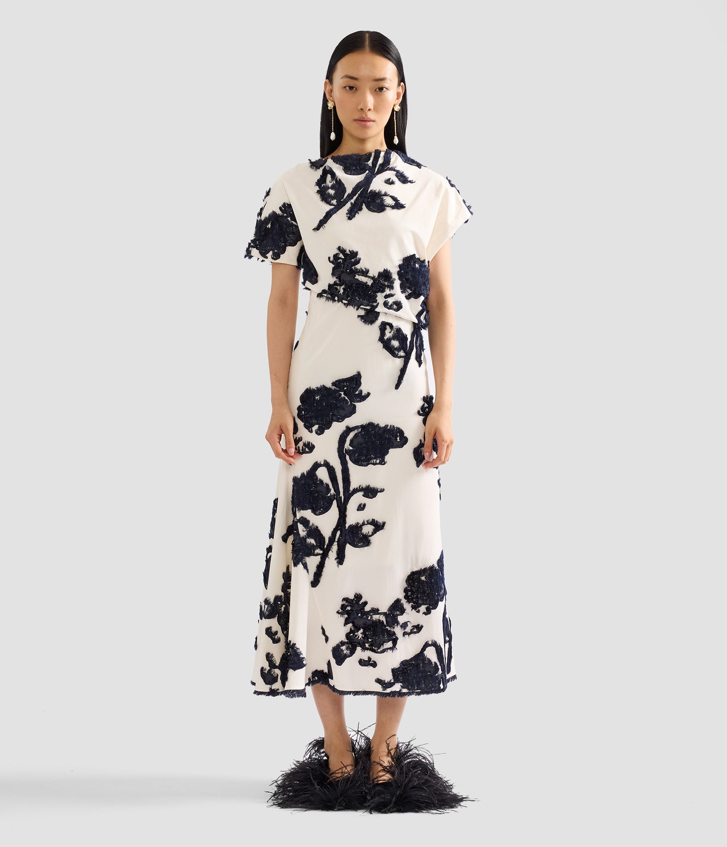 Fil Coupe Poplin Short Sleeve Midi Dress