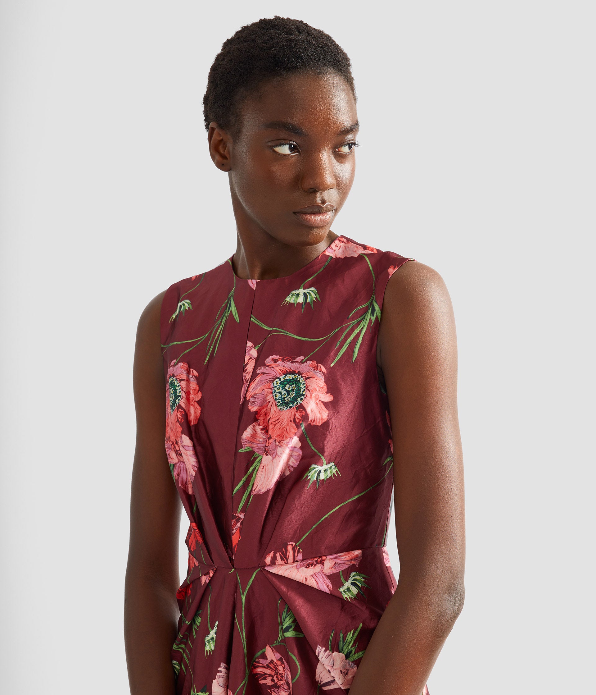 erdem red dress Erdem Women's Crystal Embellished Long Sleeve Satin Dress - Red