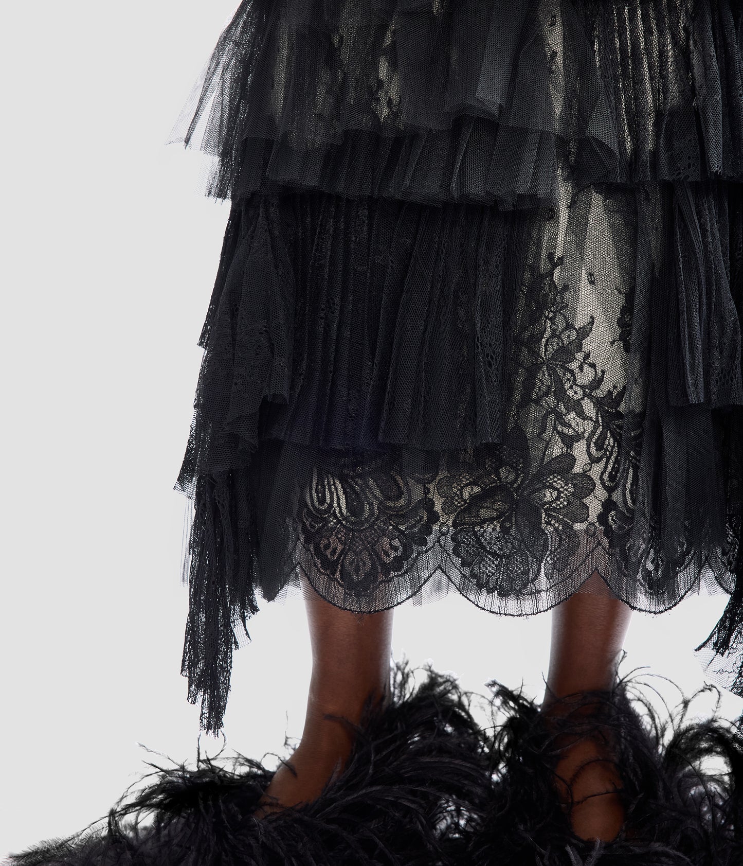 Pleated Lace Bustier Midi Dress