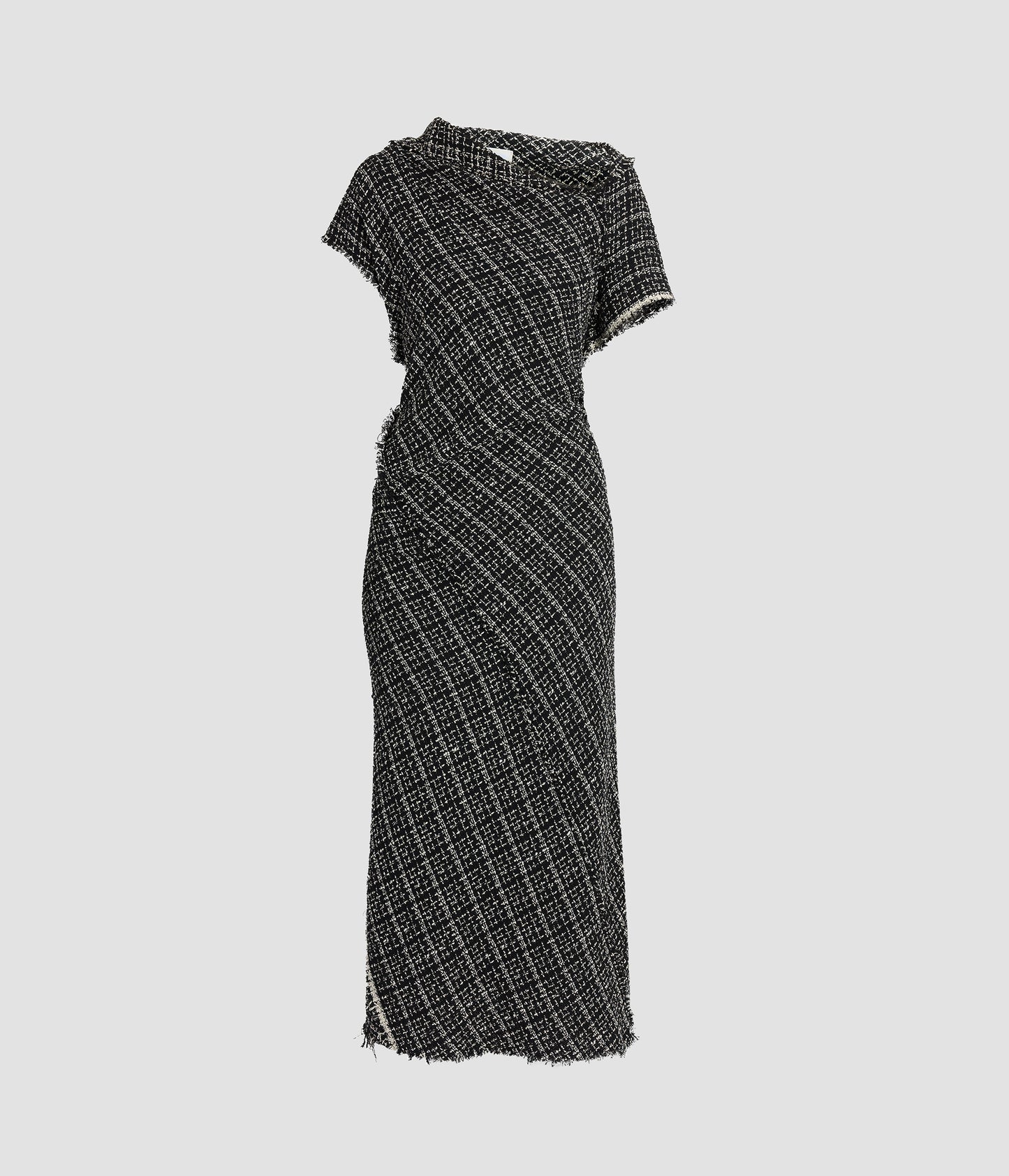 Tweed Asymmetric Midi Dress