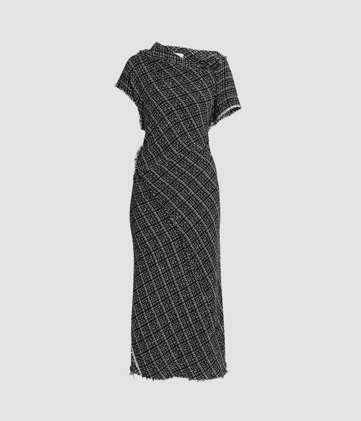 Tweed Asymmetric Midi Dress