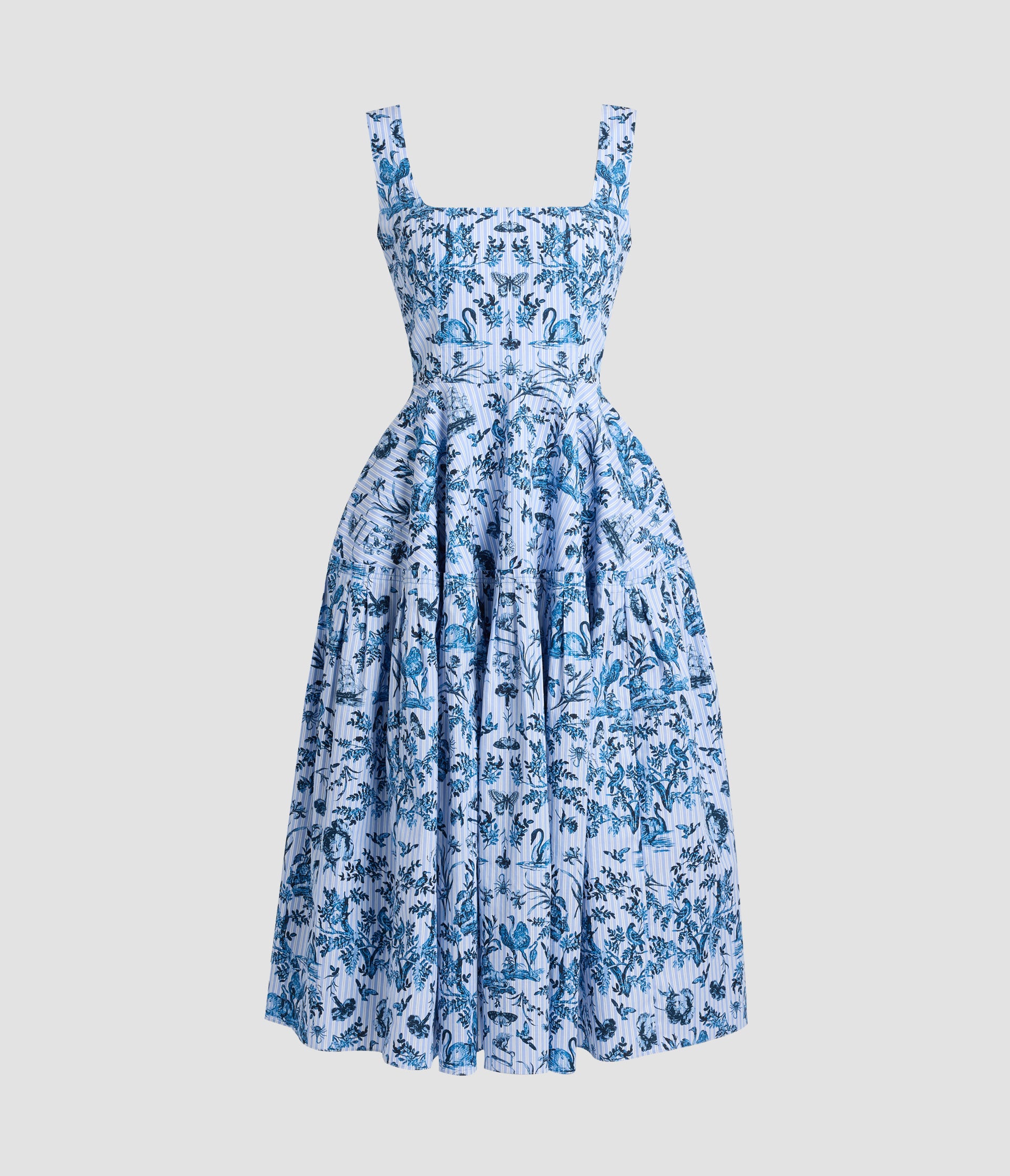 Printed Poplin Sleeveless Midi Dress