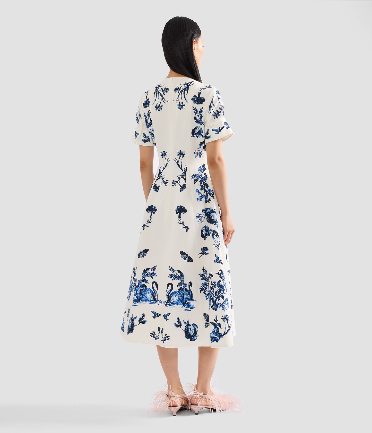 Floral Cotton Faille Short Sleeve Midi Dress – ERDEM