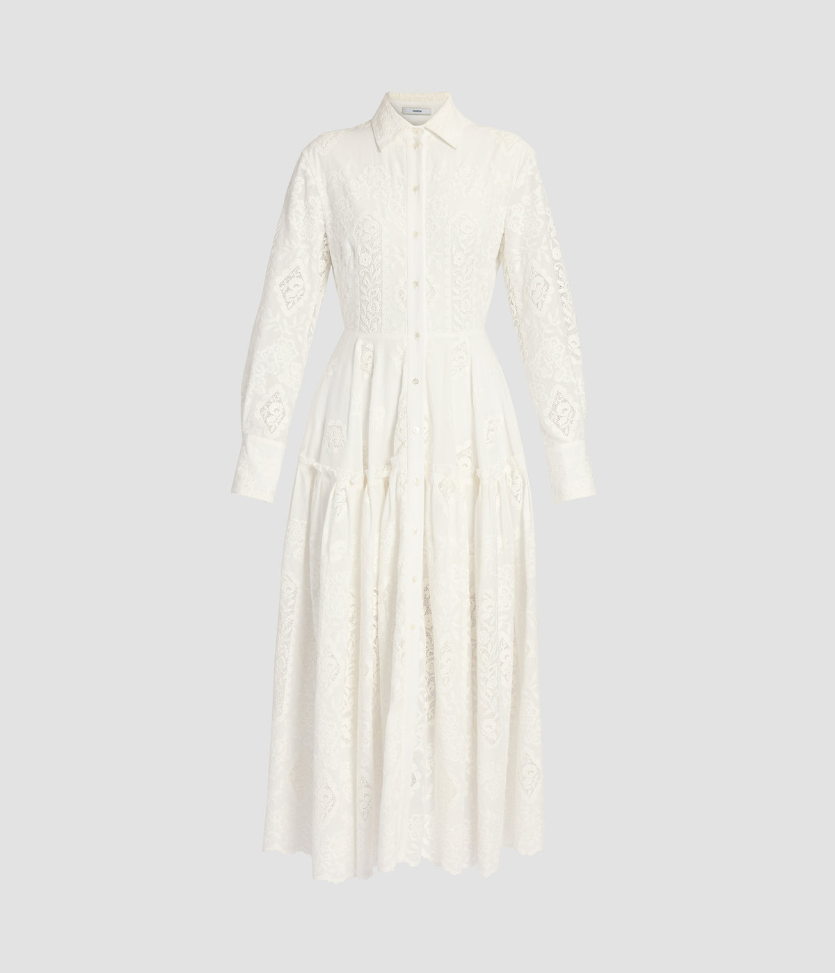 Embroidered Cotton Long Sleeve Shirt Dress