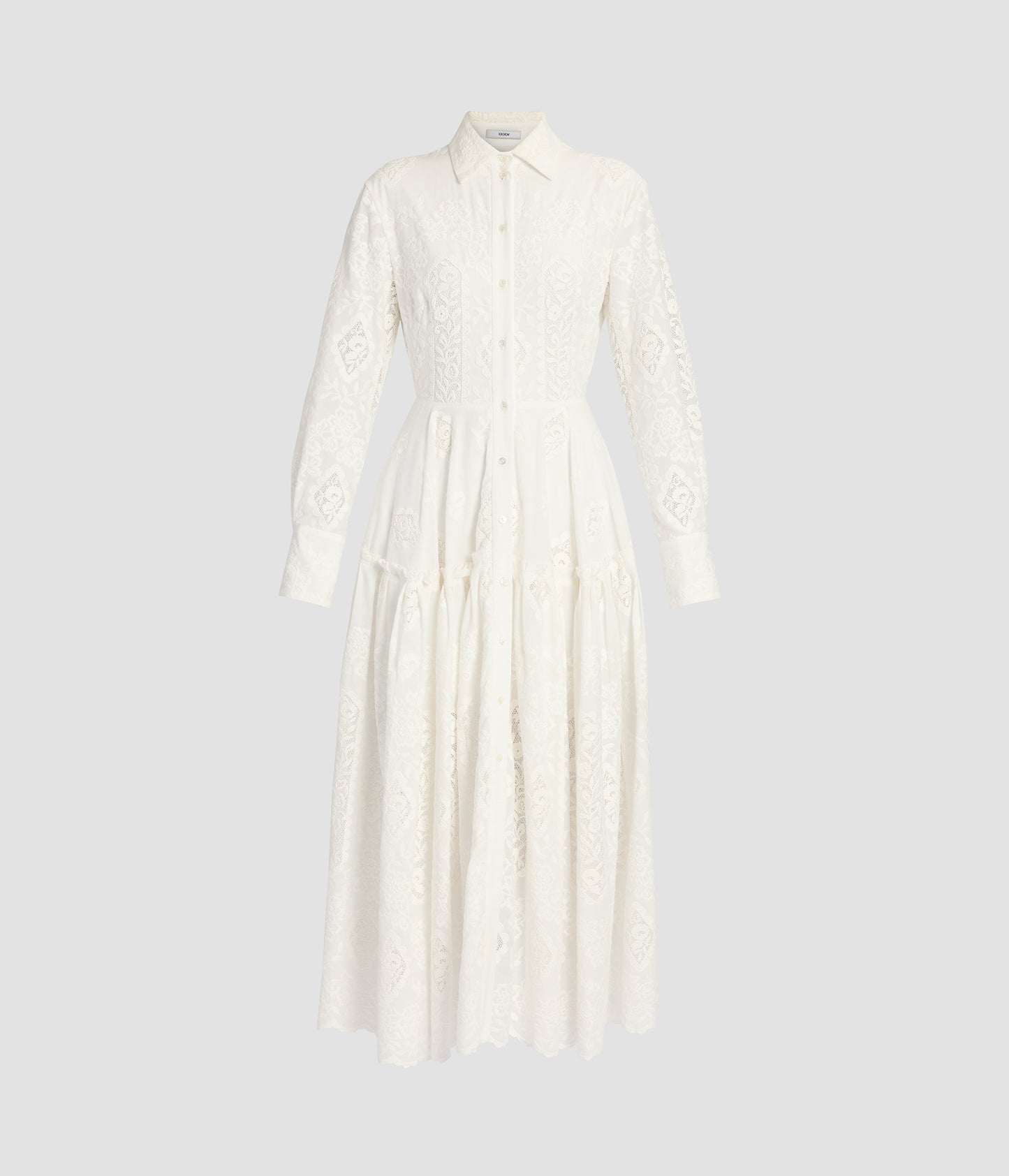 Embroidered Cotton Long Sleeve Shirt Dress