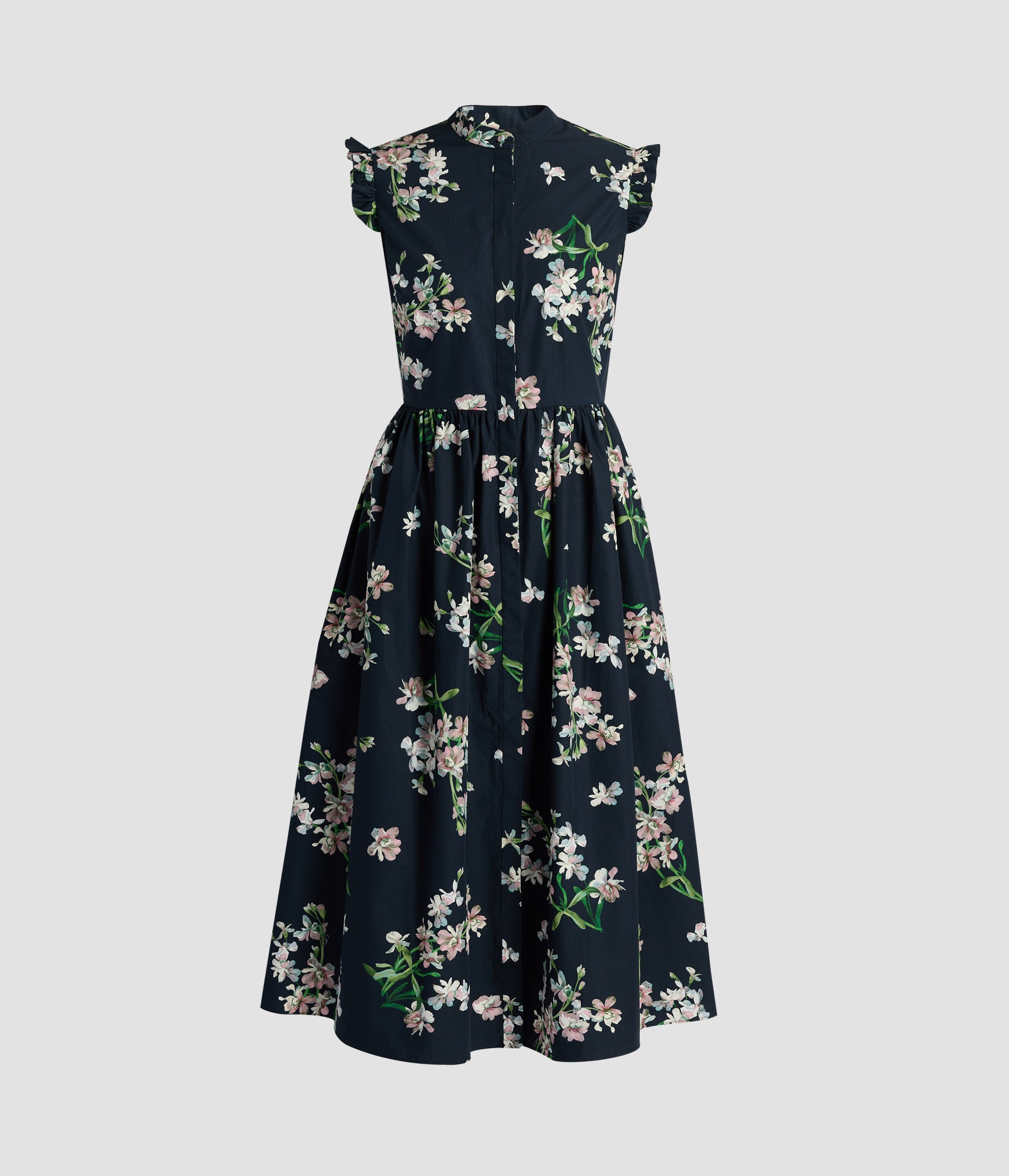 Floral Cotton Sleeveless Midi Dress