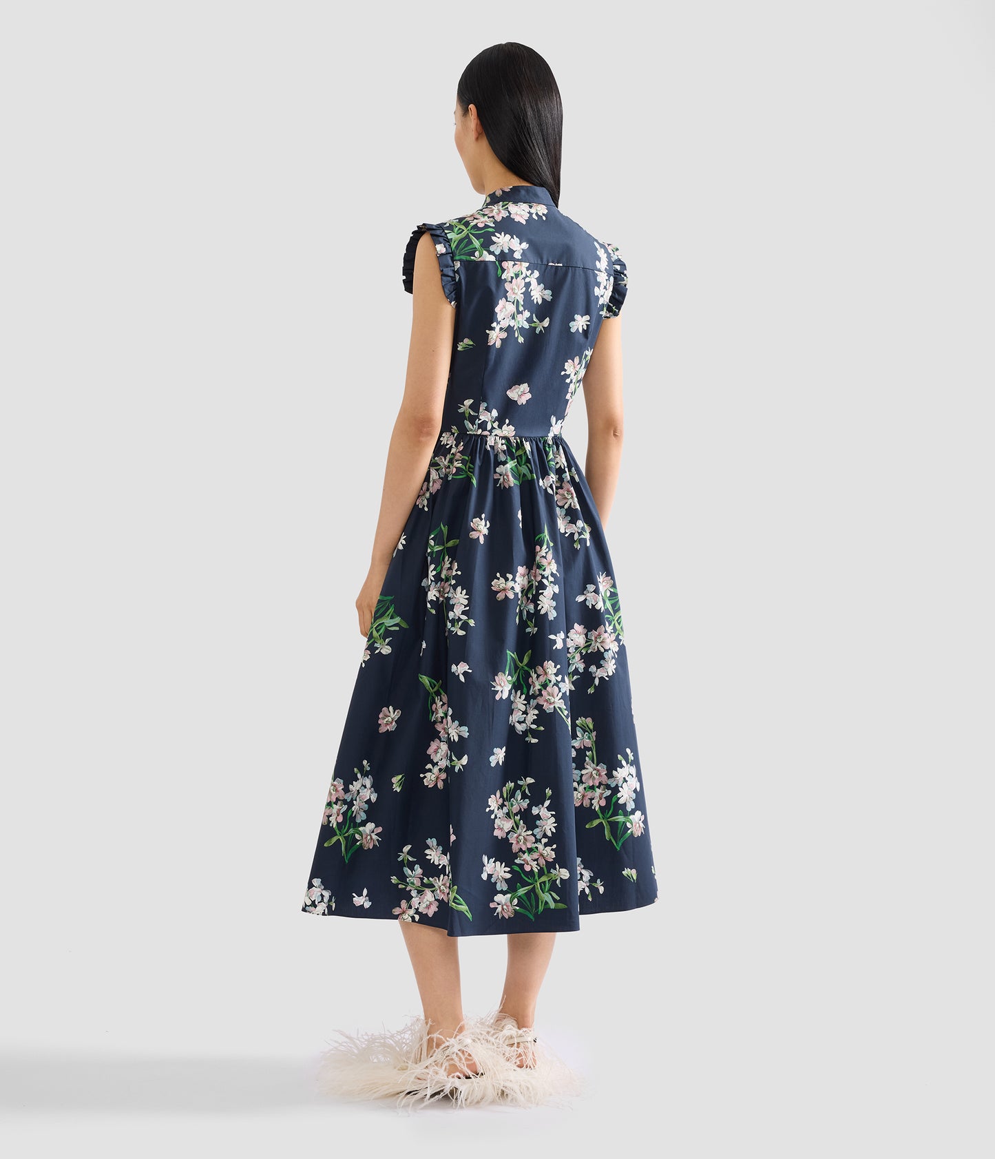 Floral Cotton Sleeveless Midi Dress