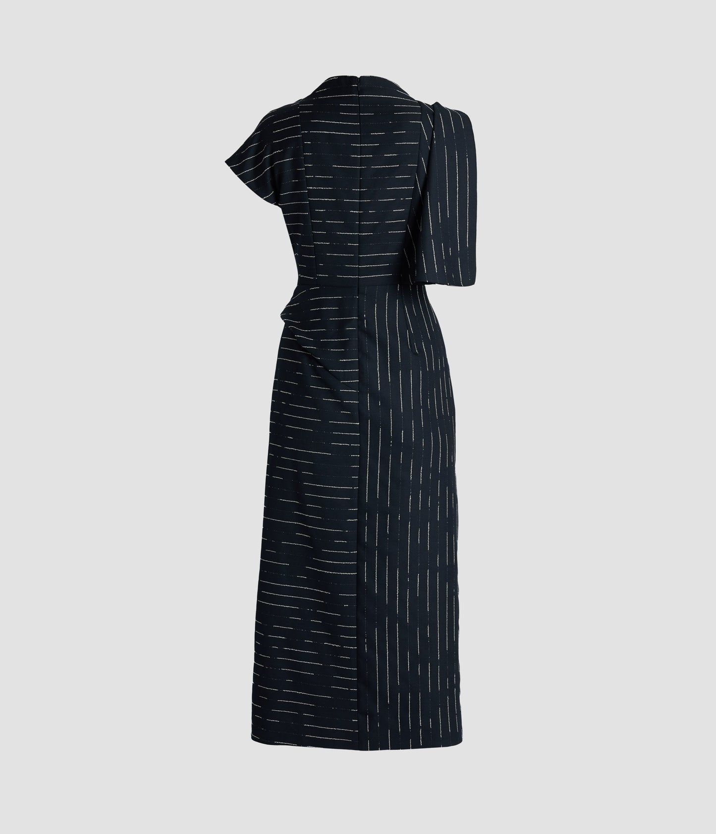 Stripe Tailoring Draped Midi Dress