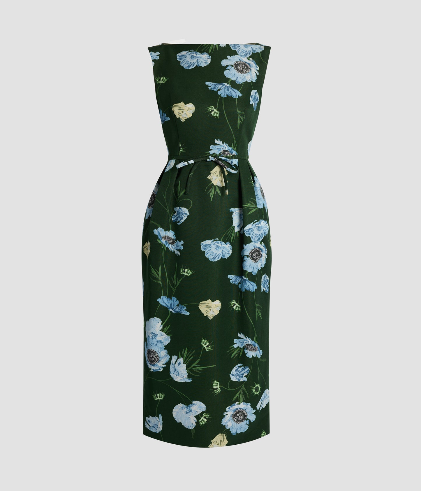 Floral Cotton Faille Sleeveless Midi Pencil Dress