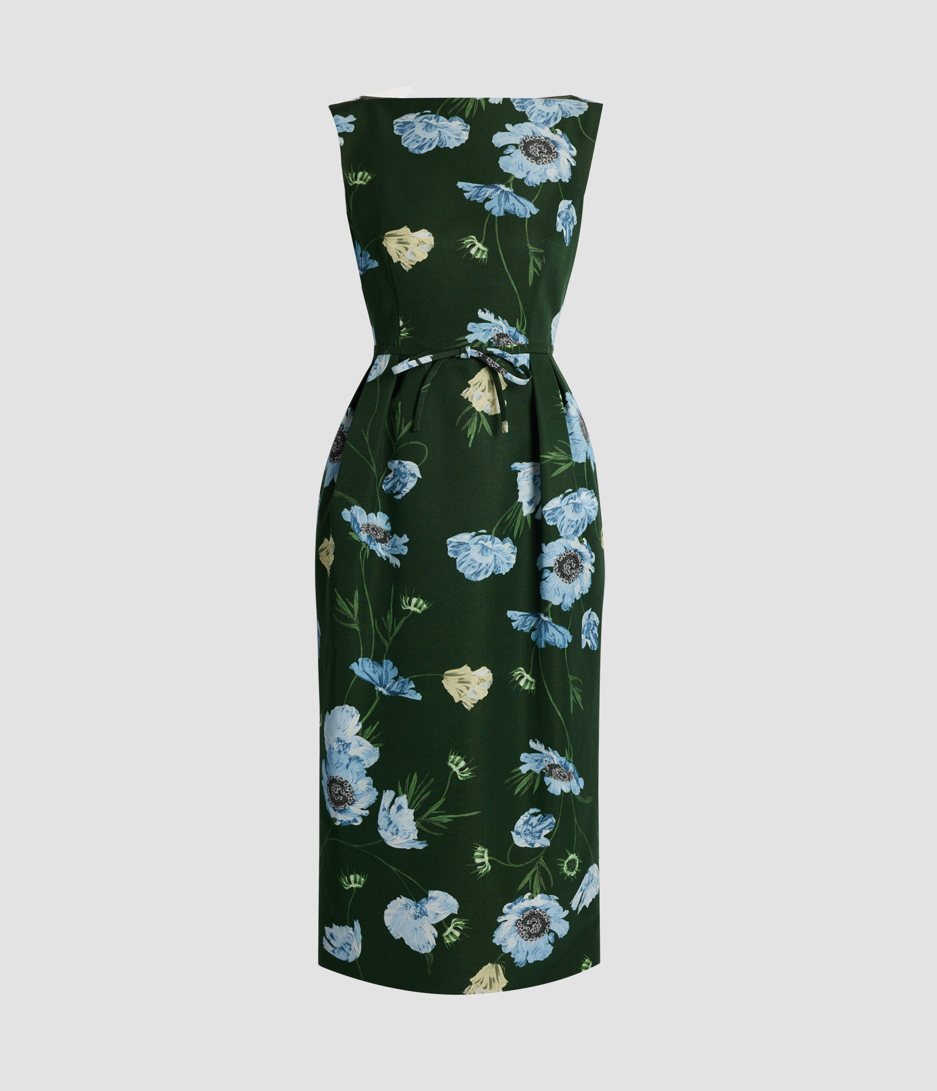 Floral Cotton Faille Sleeveless Midi Pencil Dress