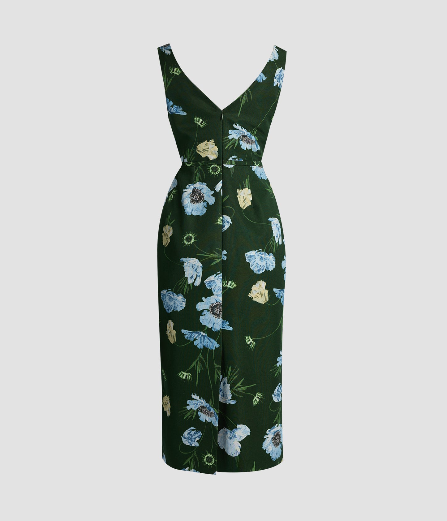 Floral Cotton Faille Sleeveless Midi Pencil Dress