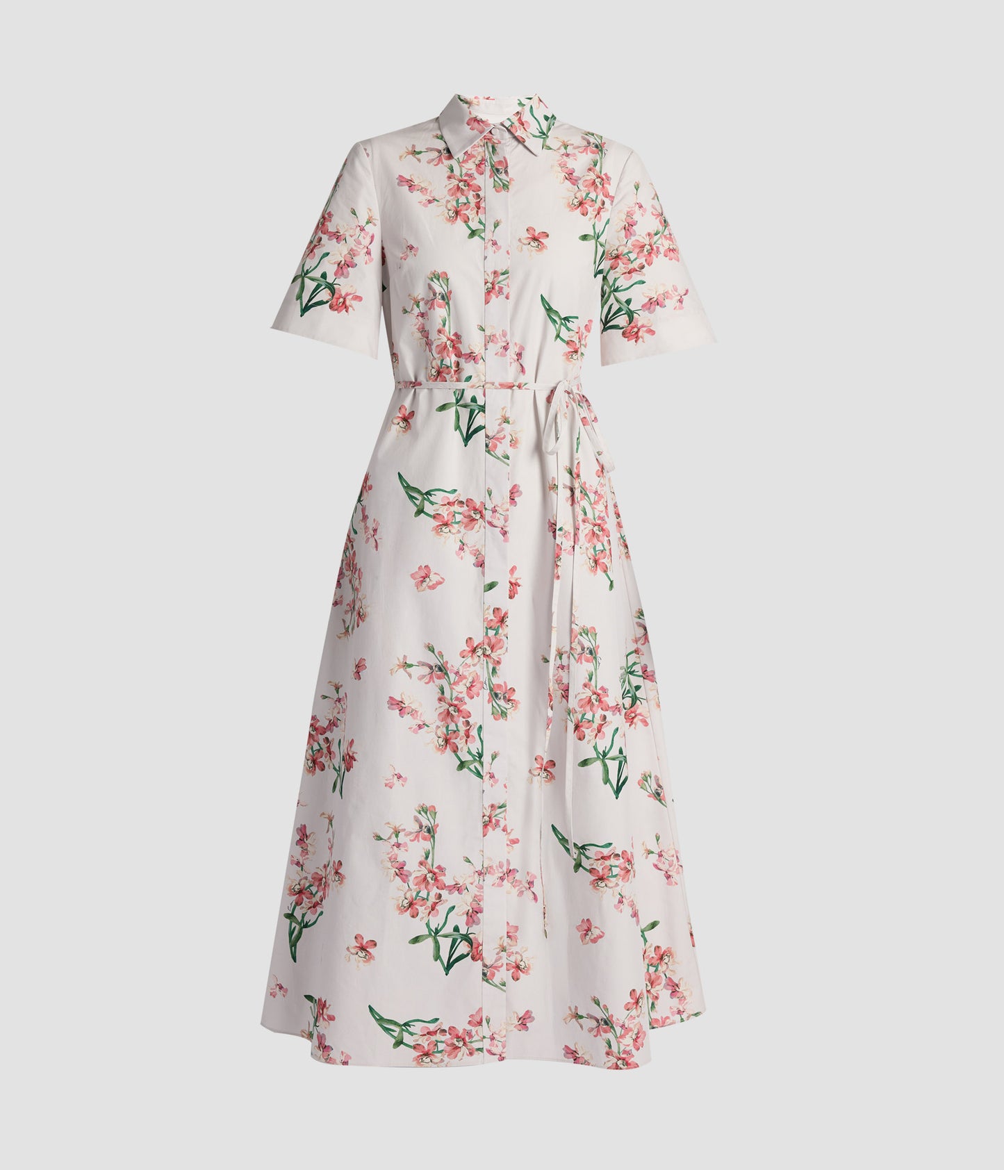 Floral Cotton Short Sleeve Midi Dress
