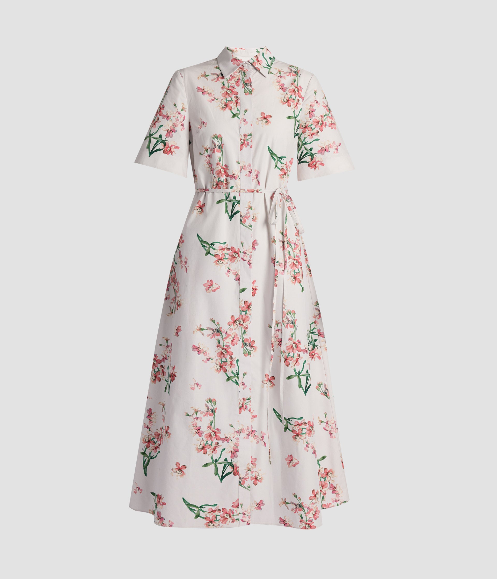 Floral Cotton Short Sleeve Midi Dress
