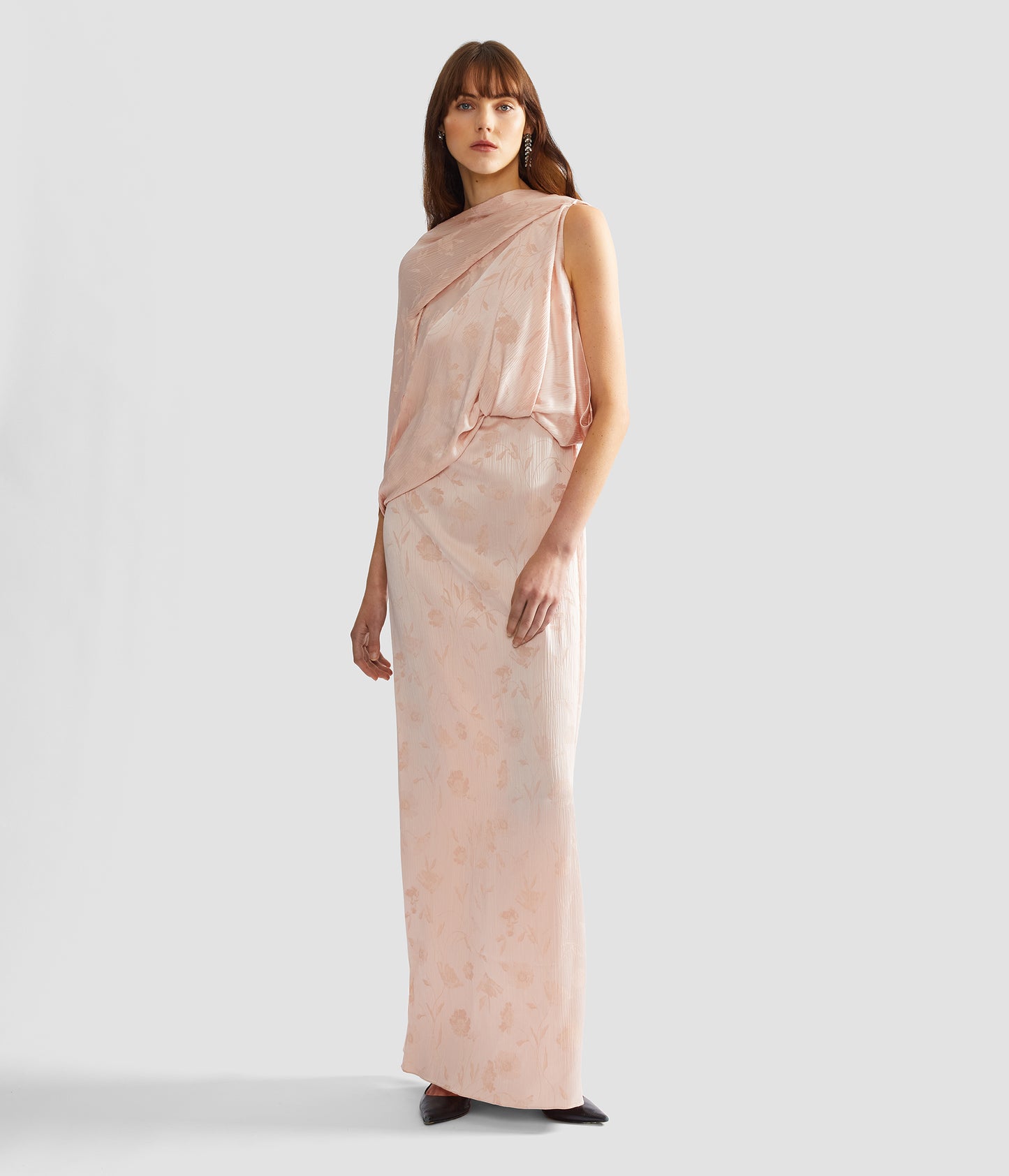Silk Creponne Drape Gown