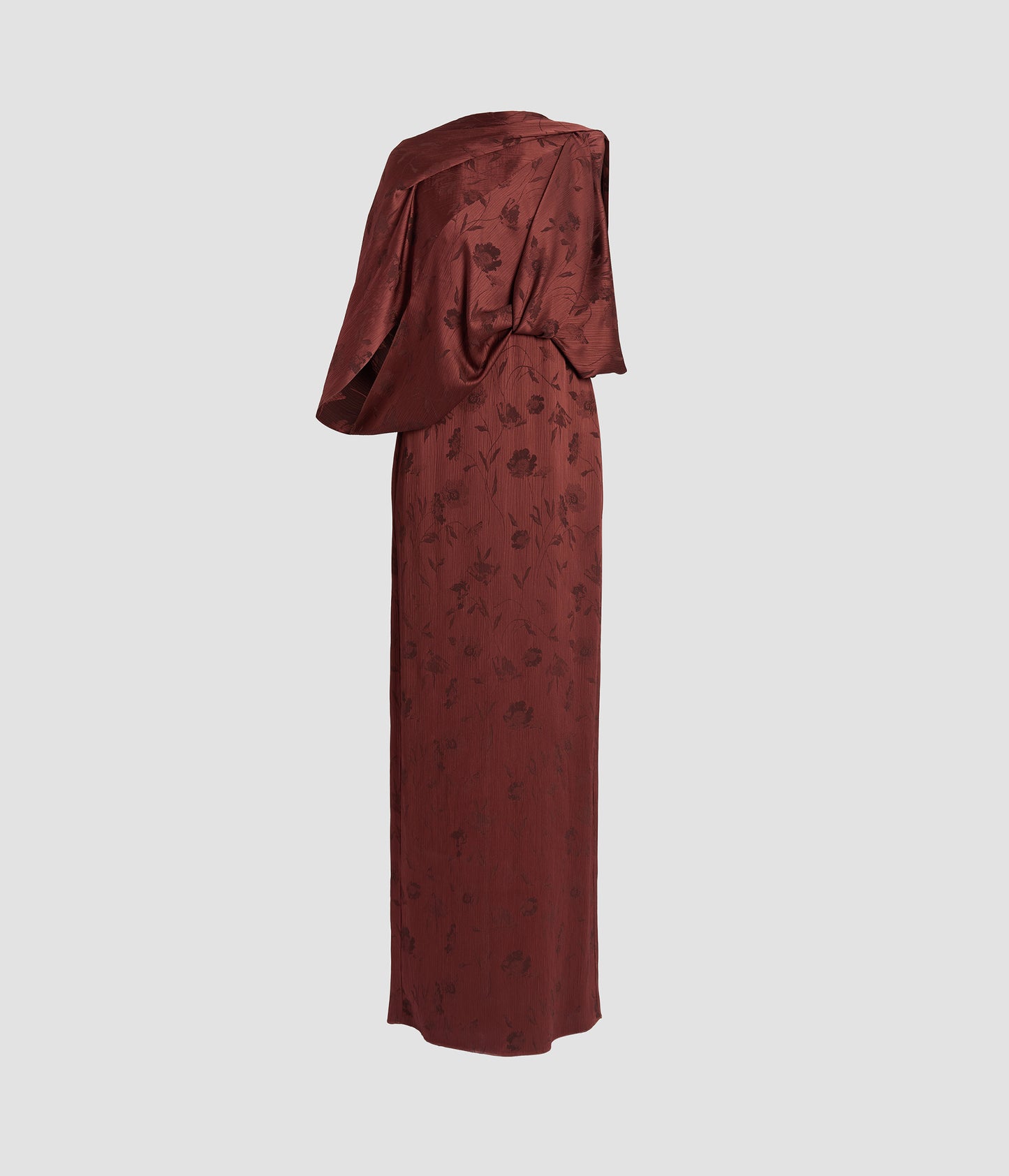 Floral Creponne Jacquard Drape Gown