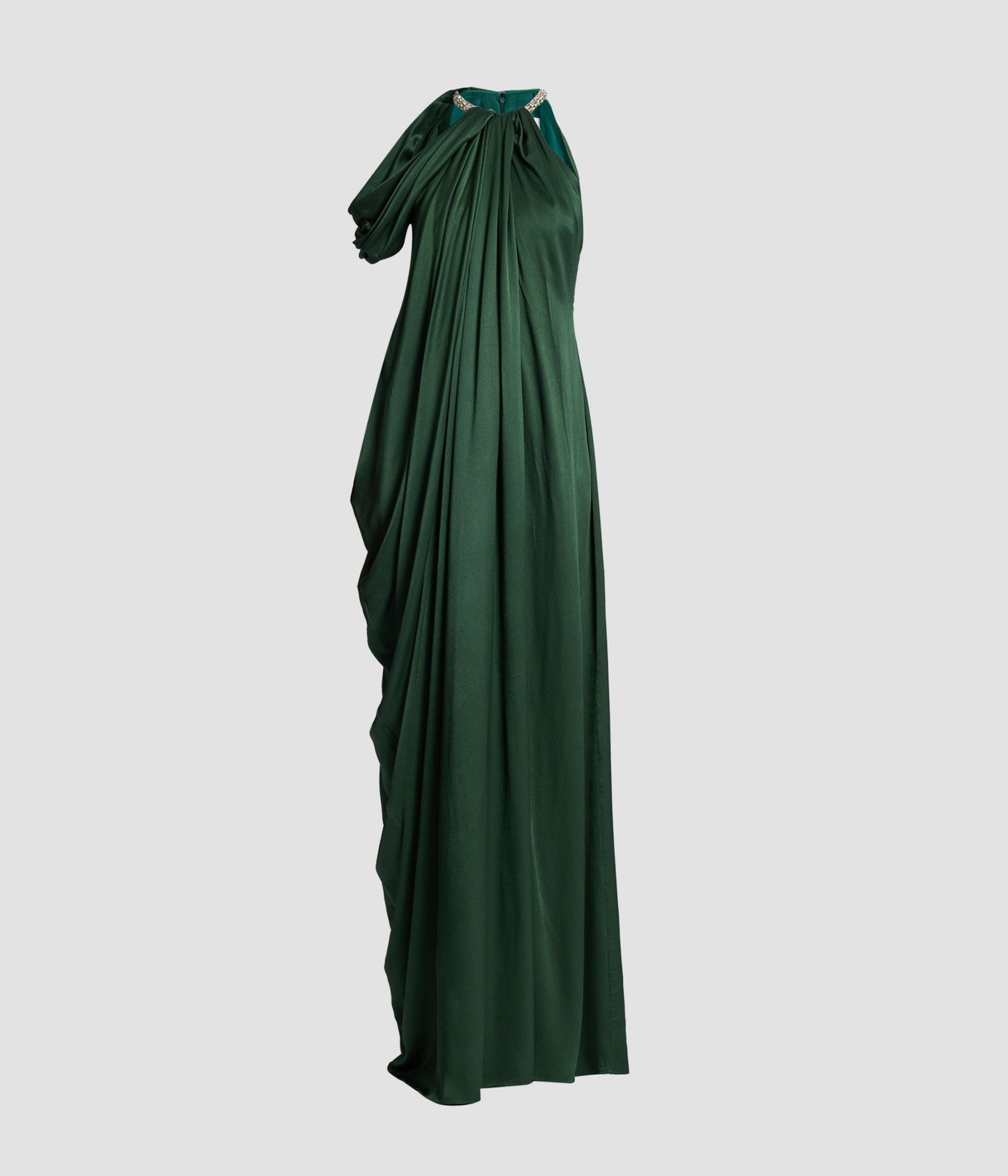 Satin Seersucker Draped Gown