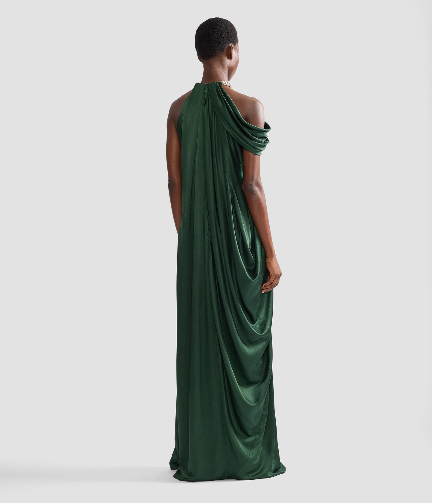 Satin Seersucker Draped Gown