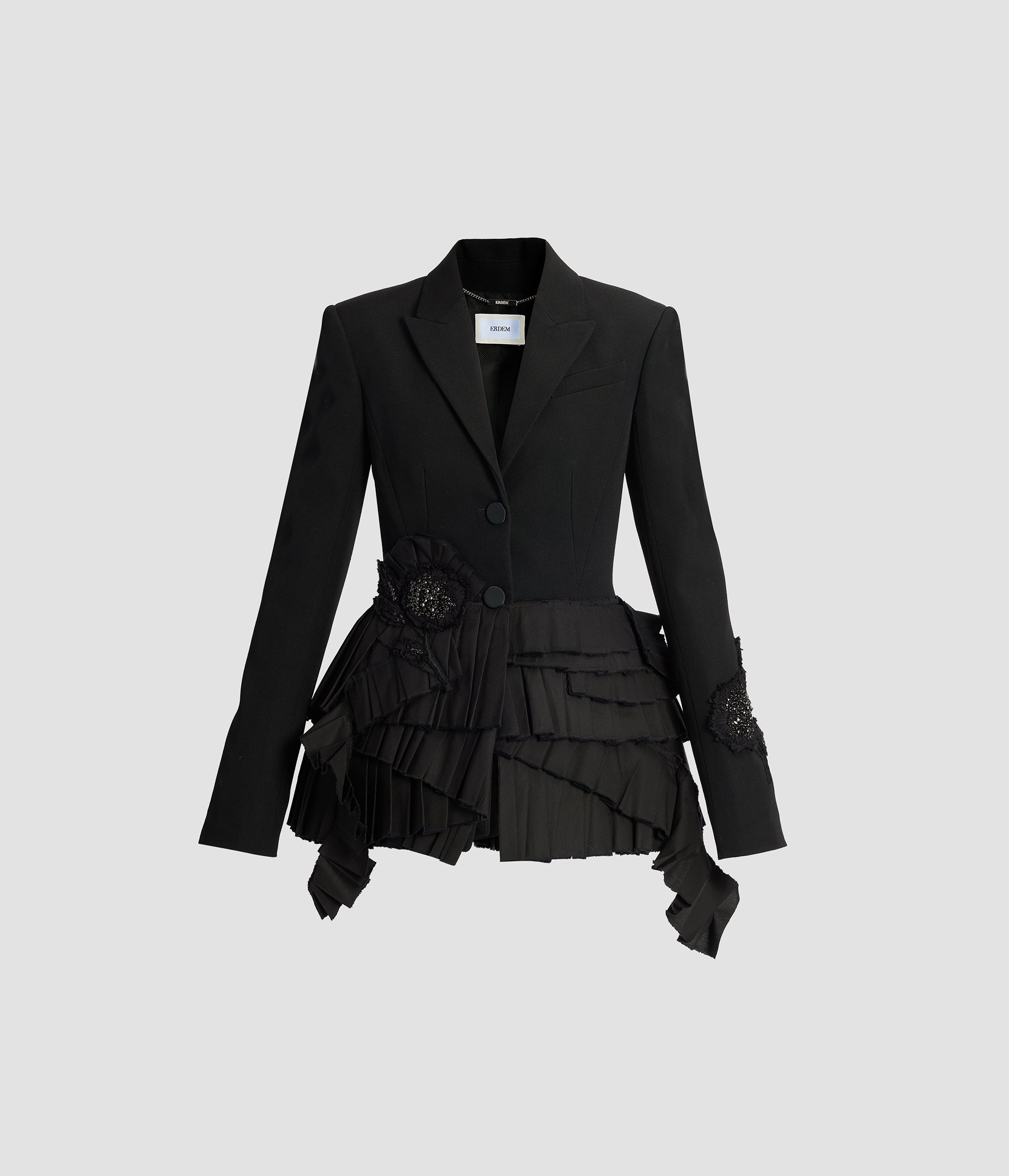 Embroidered Grain De Poudre Fitted Blazer