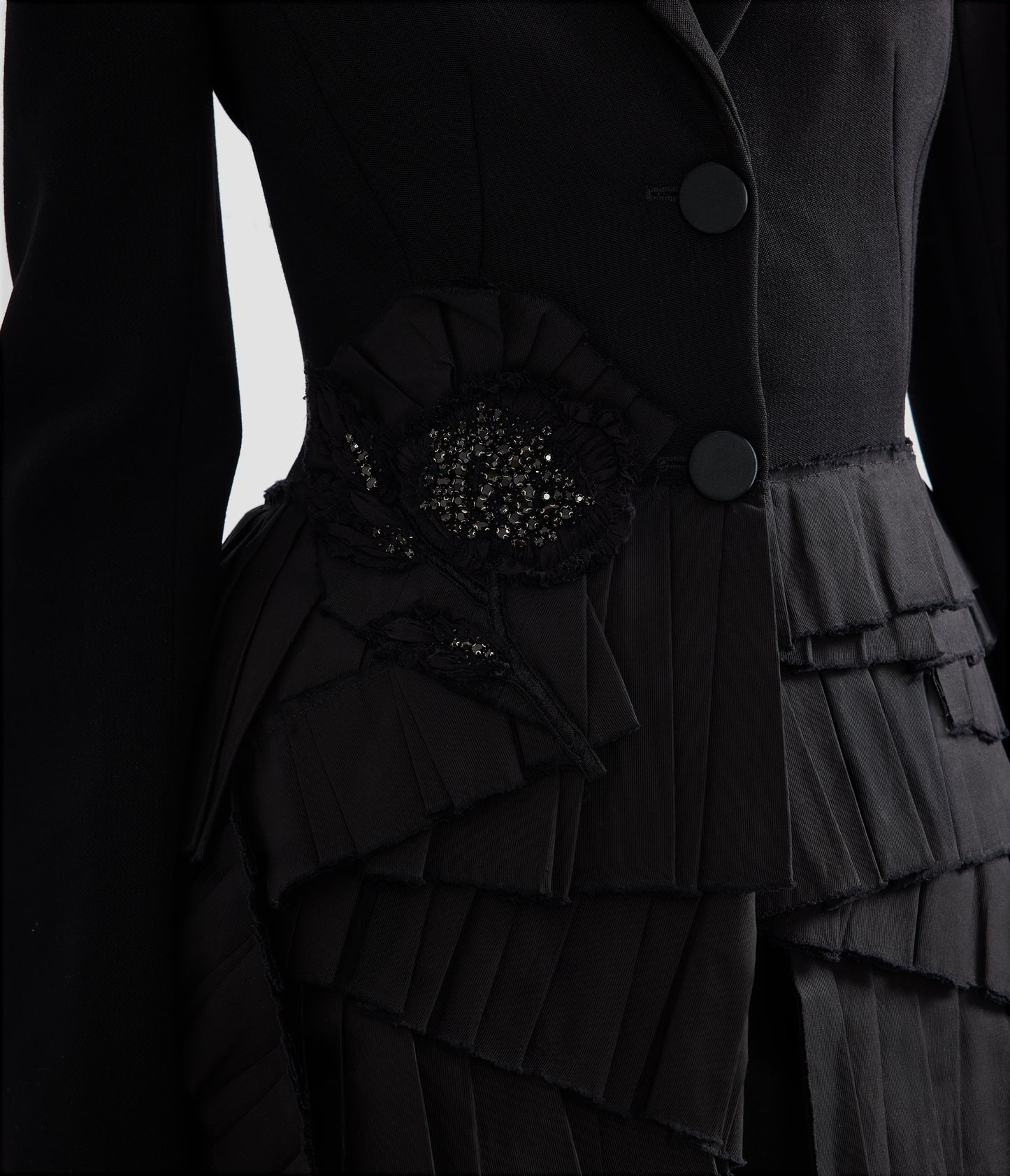 Embroidered Grain De Poudre Fitted Blazer