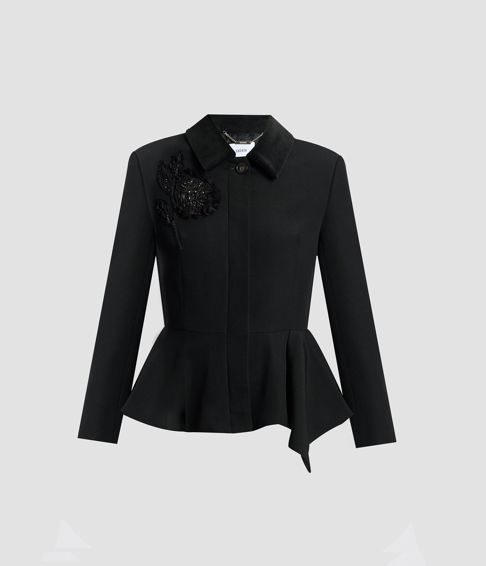 Roman Embroidered Grain de Poudre Peplum Jacket