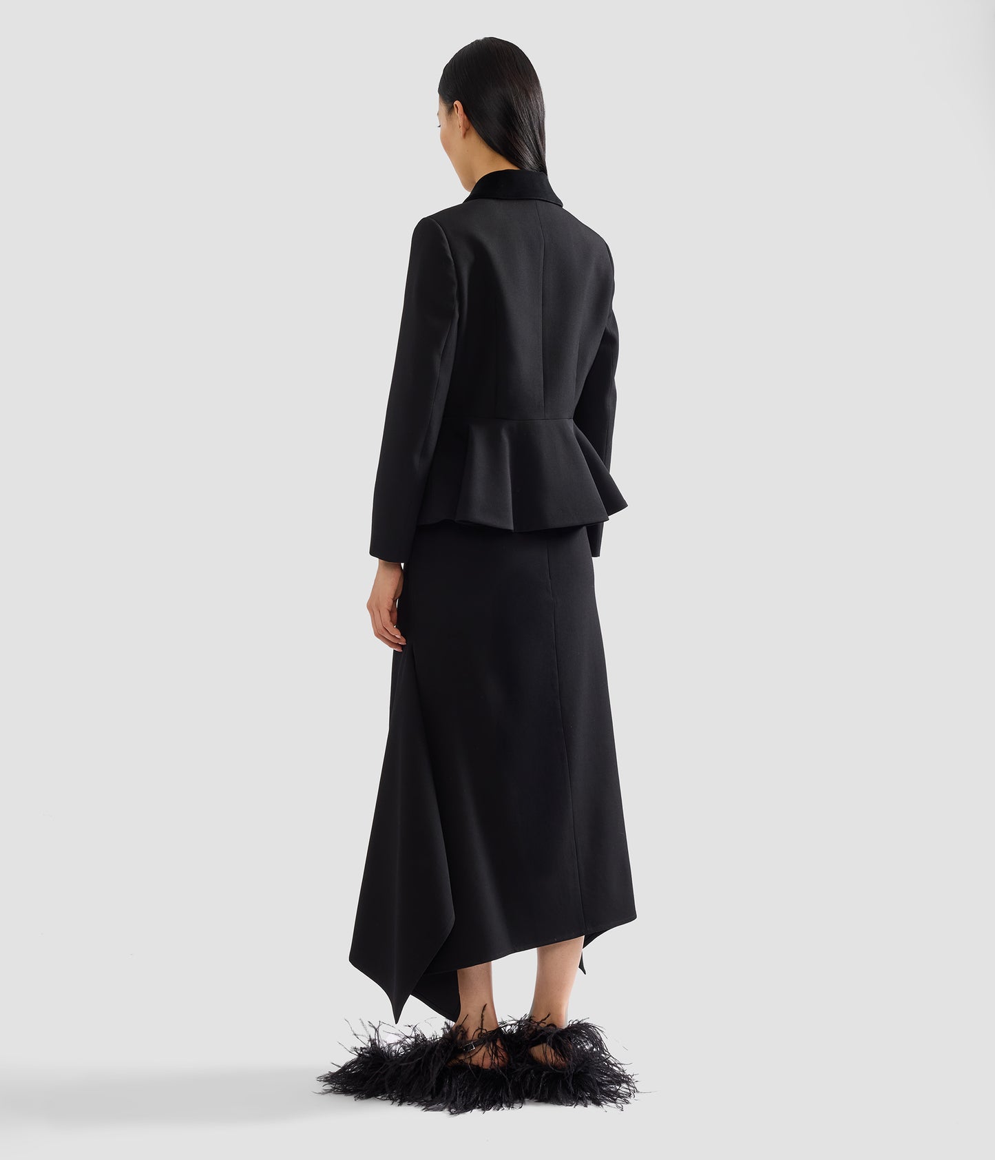 Embroidered Grain De Poudre Peplum Jacket