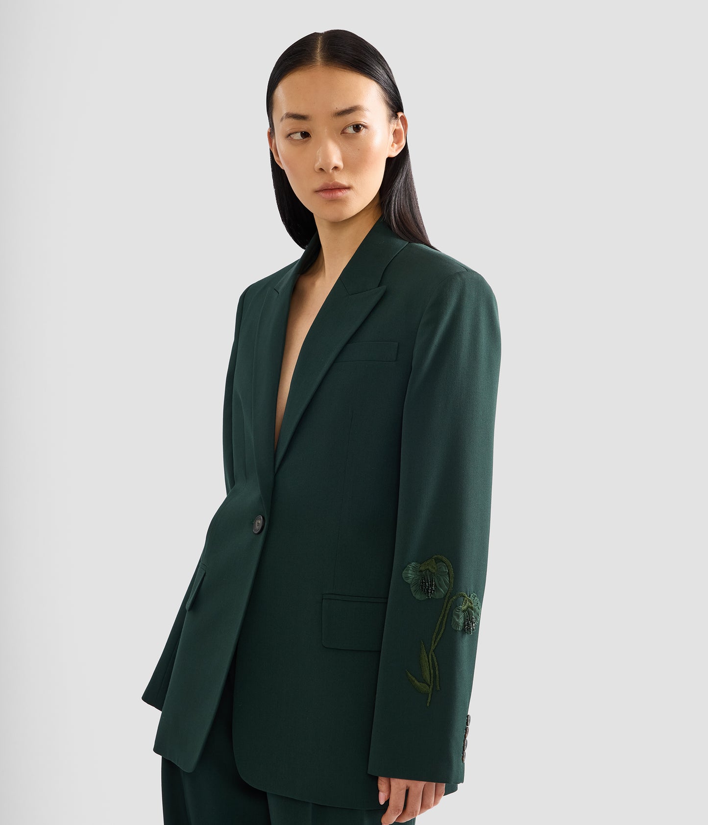 Pleatable Wool Single Breasted Blazer