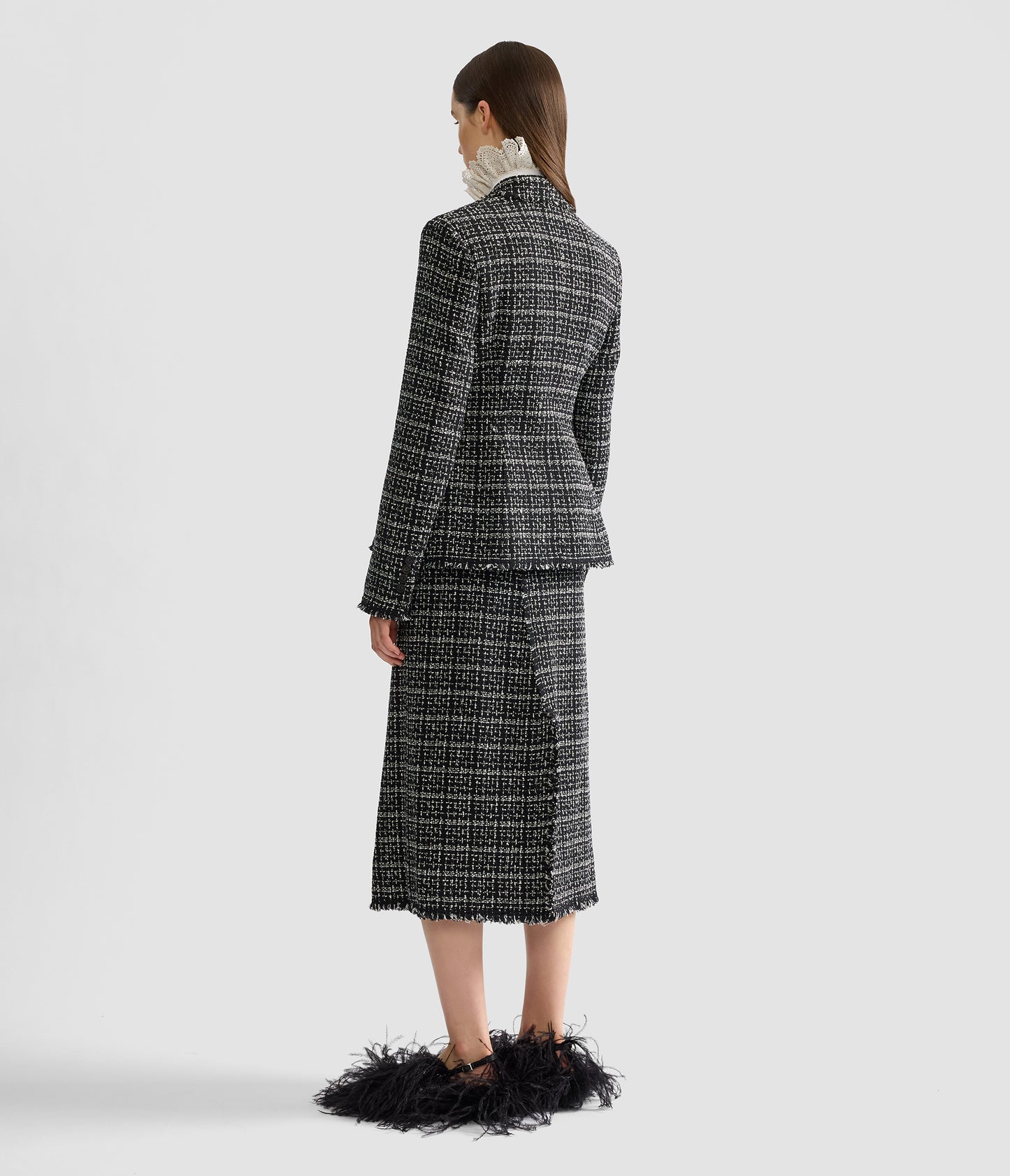 Tweed Fitted Single Breasted Blazer