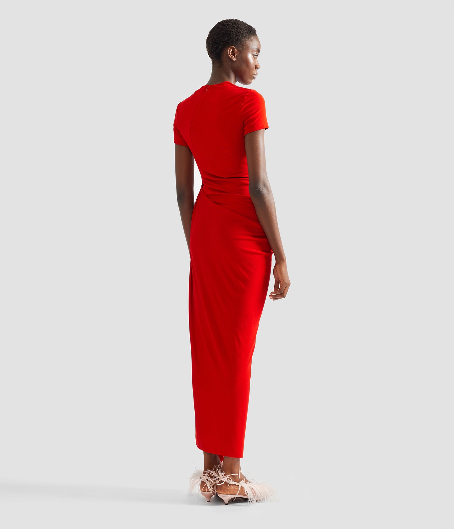 Fluid Crepe Jersey Short Sleeve Midi Dress