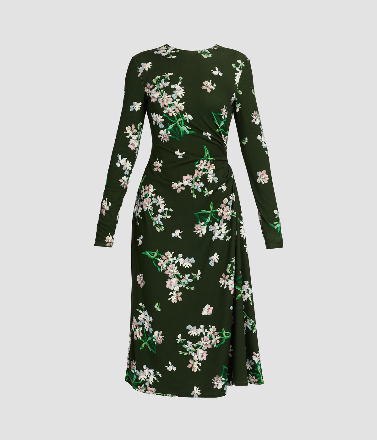 Floral Ponte Long Sleeve Midi Dress
