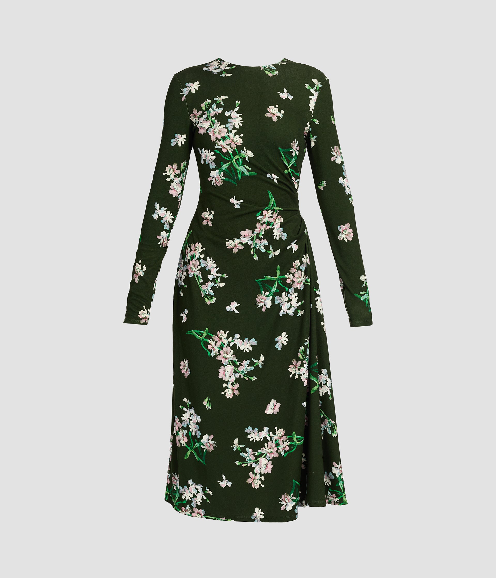 Floral Ponte Long Sleeve Midi Dress