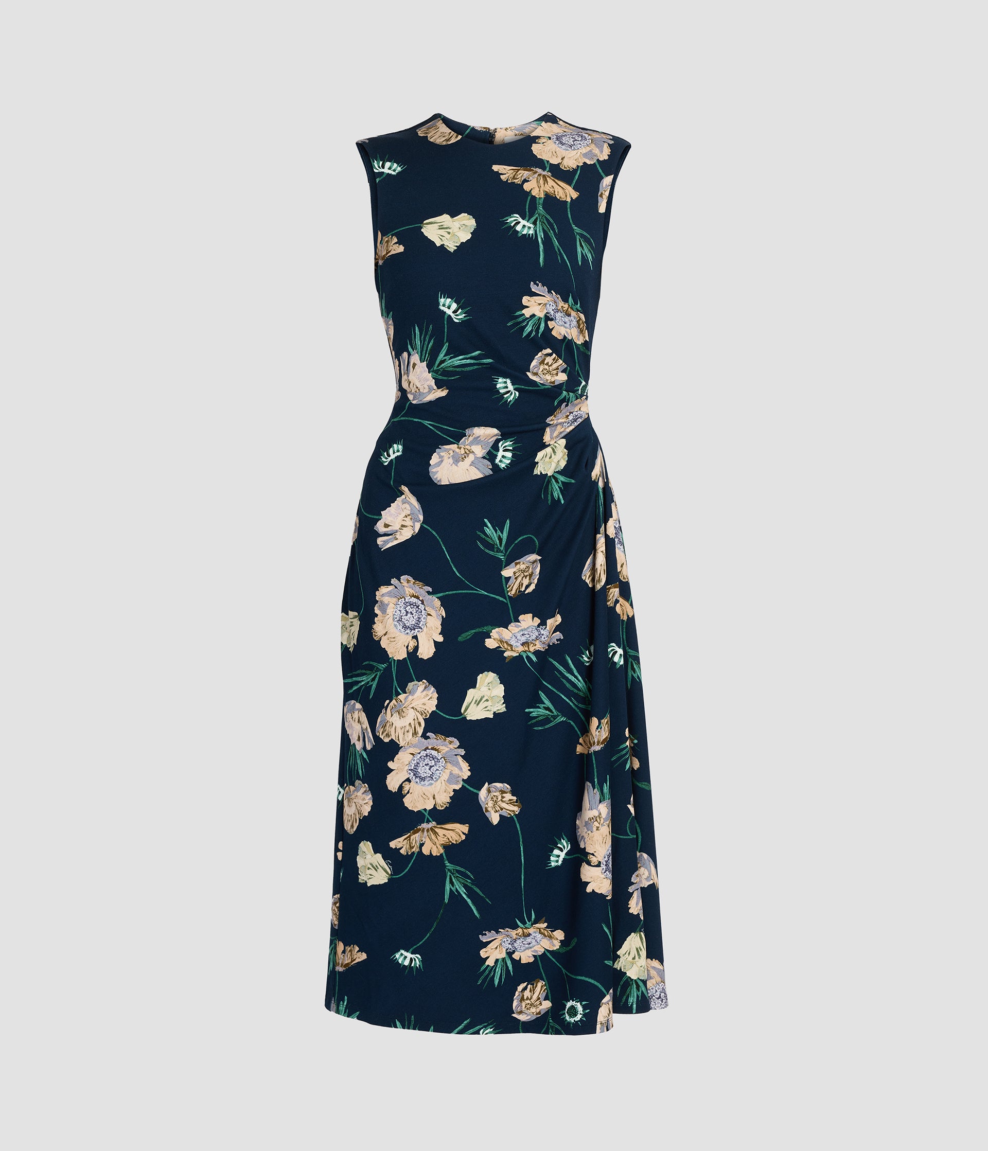 Floral Ponte Sleeveless Midi Dress