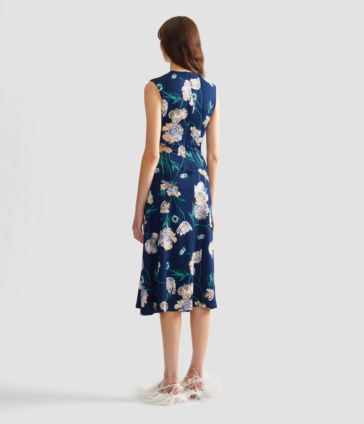 Floral Ponte Sleeveless Midi Dress