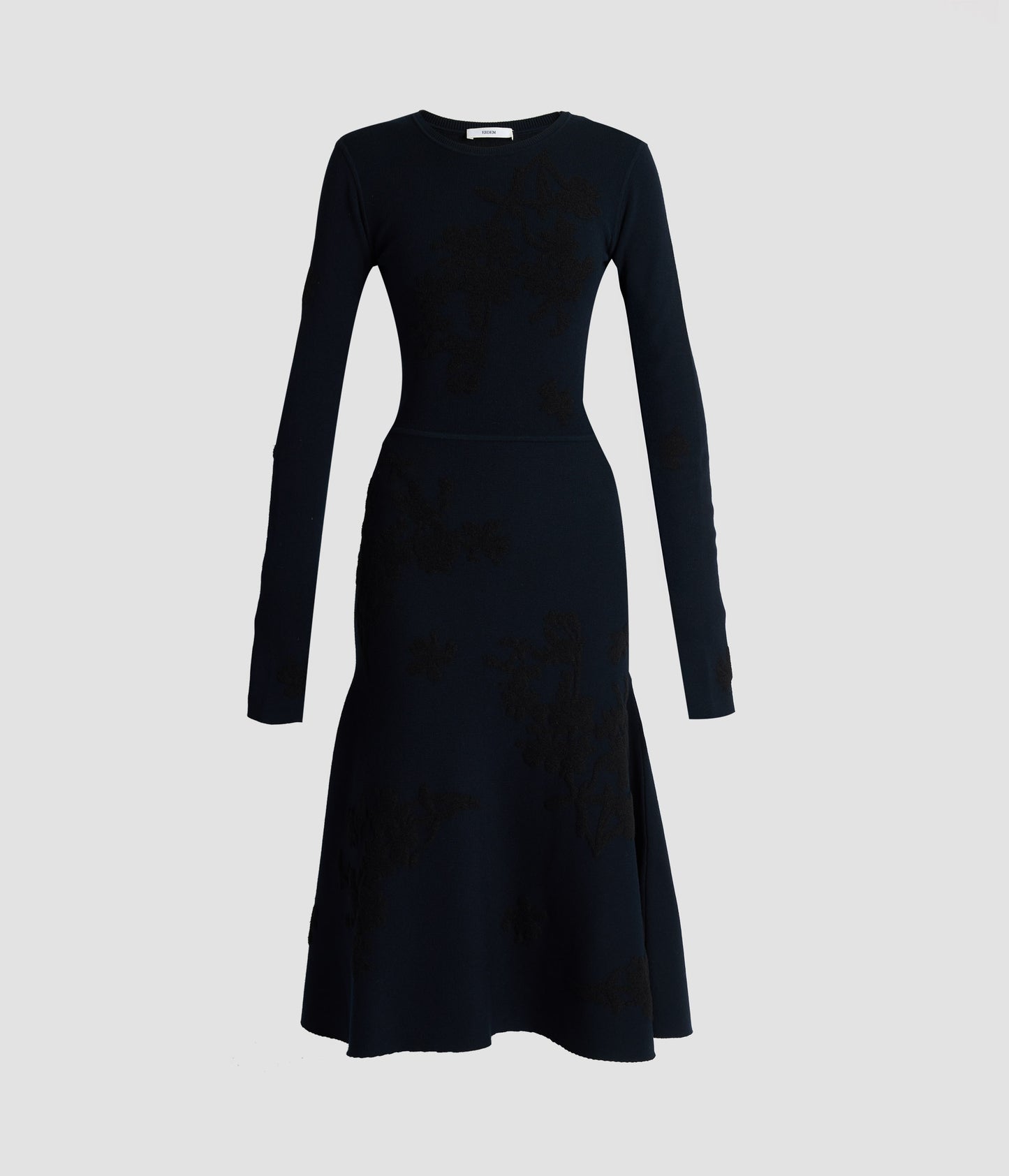 Jacquard Long Sleeve Midi Knit Dress